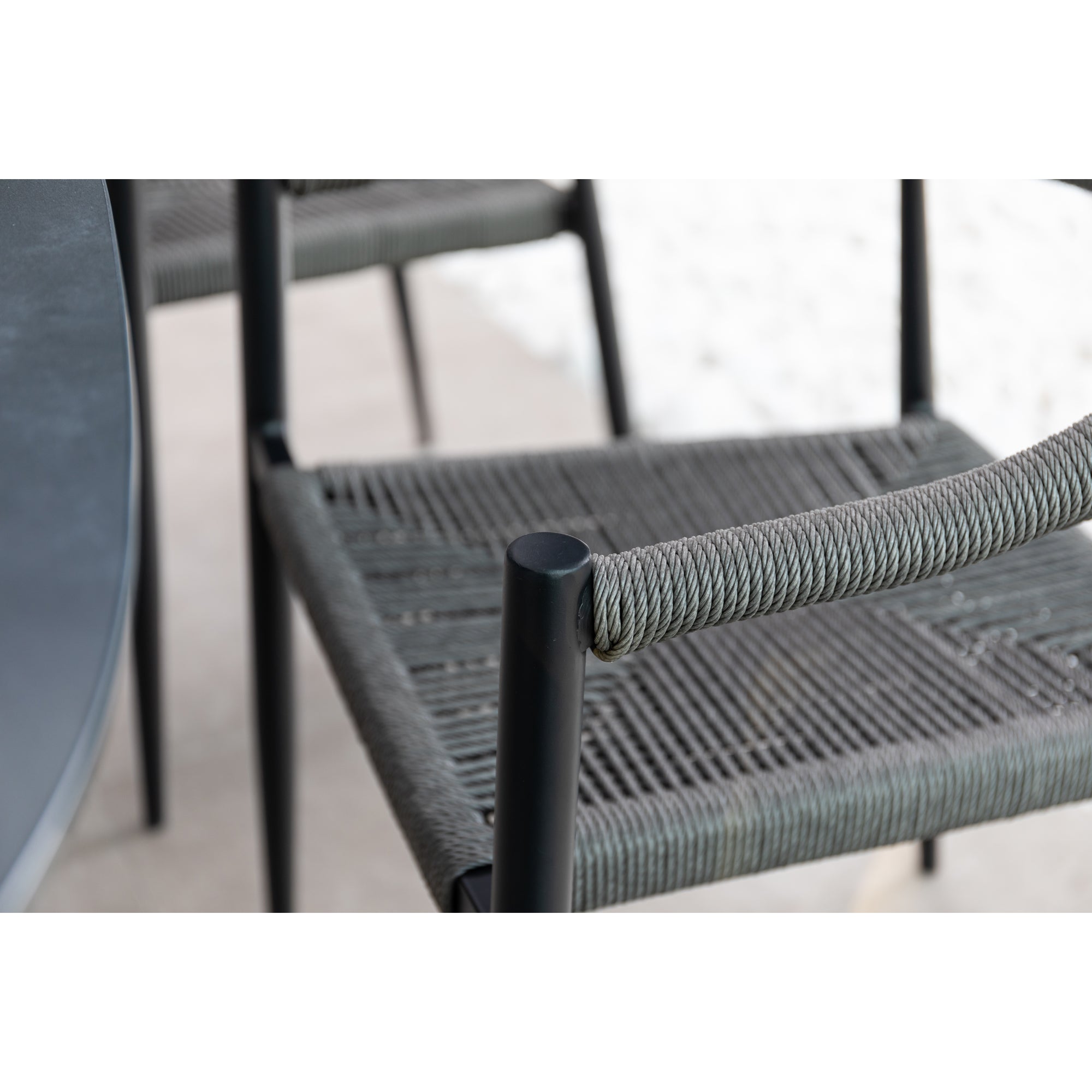 7 tlg. Alu / Polyrope Cord Dining Set Luis in grau inkl. Dining Tisch Puro