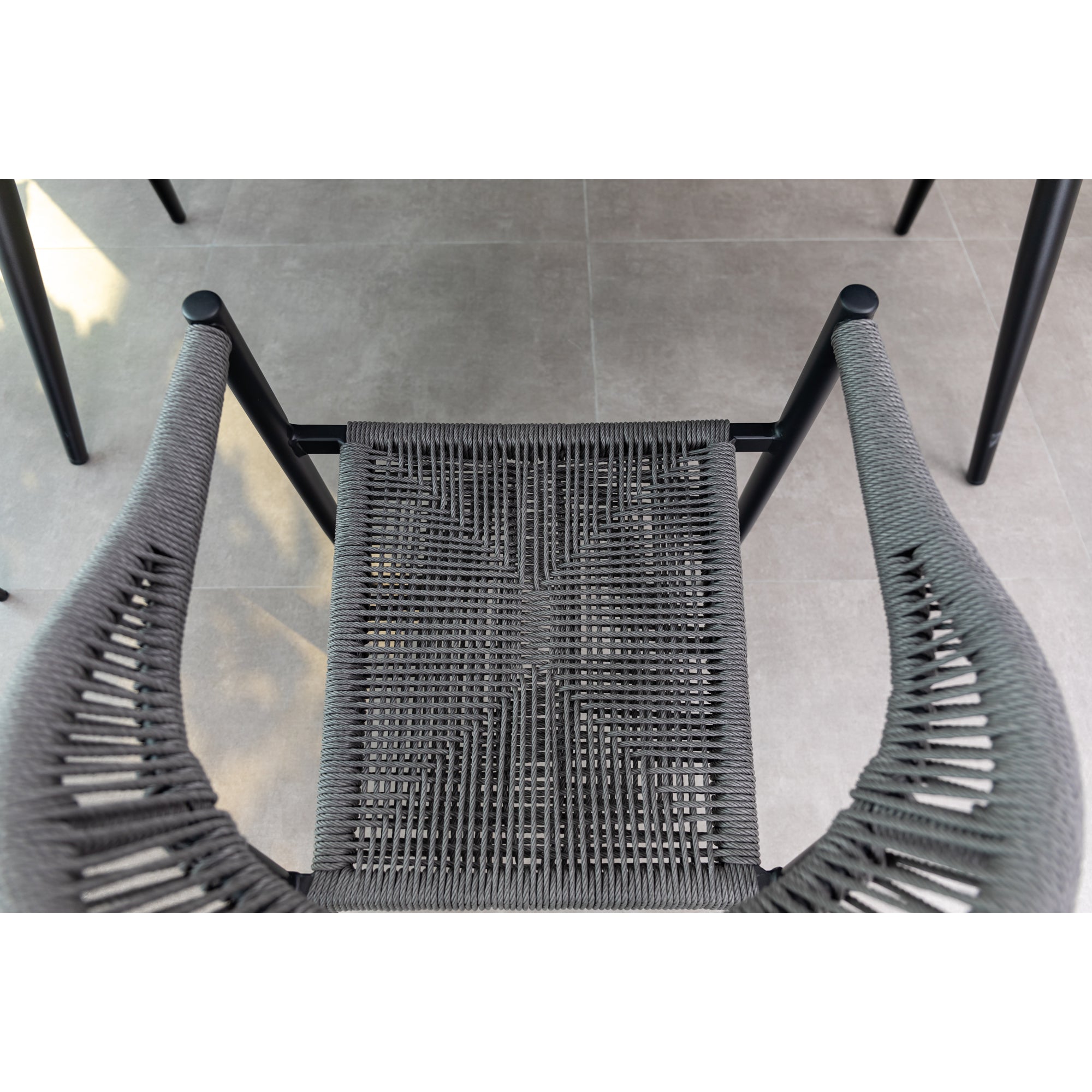 7 tlg. Alu / Polyrope Cord Dining Set Luis in grau inkl. Dining Tisch Puro
