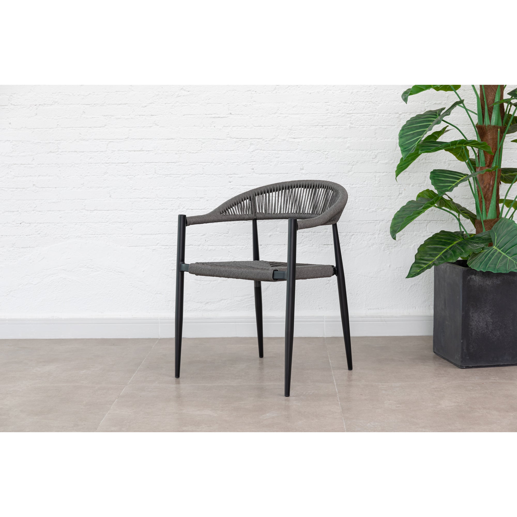 7 tlg. Alu / Polyrope Cord Dining Set Luis in grau inkl. Dining Tisch Puro