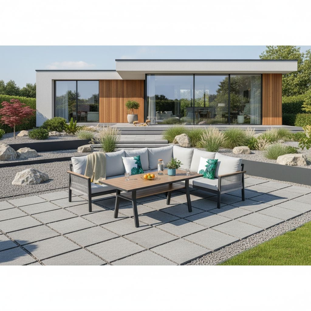 🌼🐣 Unser OSTER-SPECIAL🐣 🌼 Luxus Pur: Dining Lounge Set Canora / Aluminium, Rope & Elemente in Holzoptik