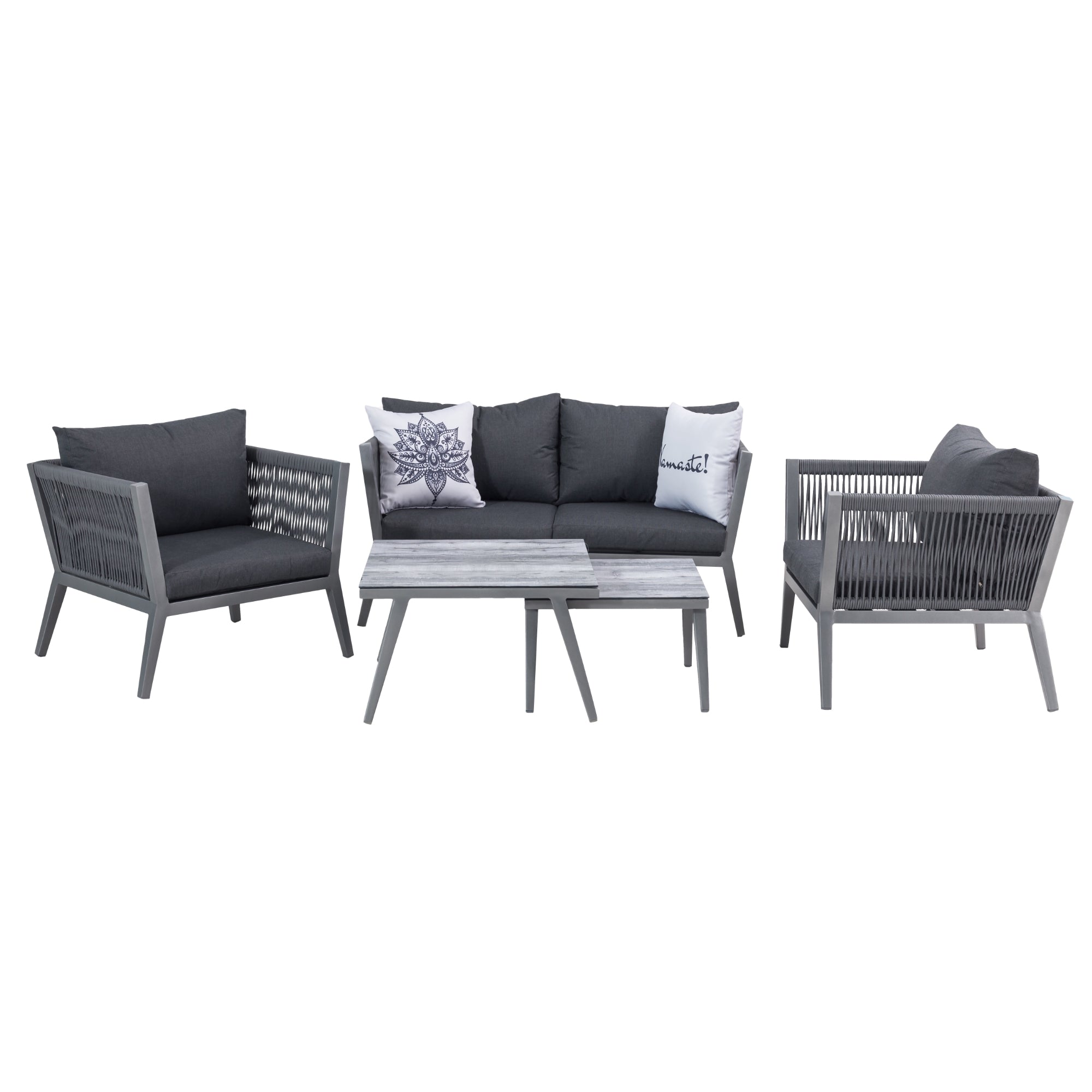 XXL Premium Lounge Set Namaste / Aluminium kombiniert mit Rope