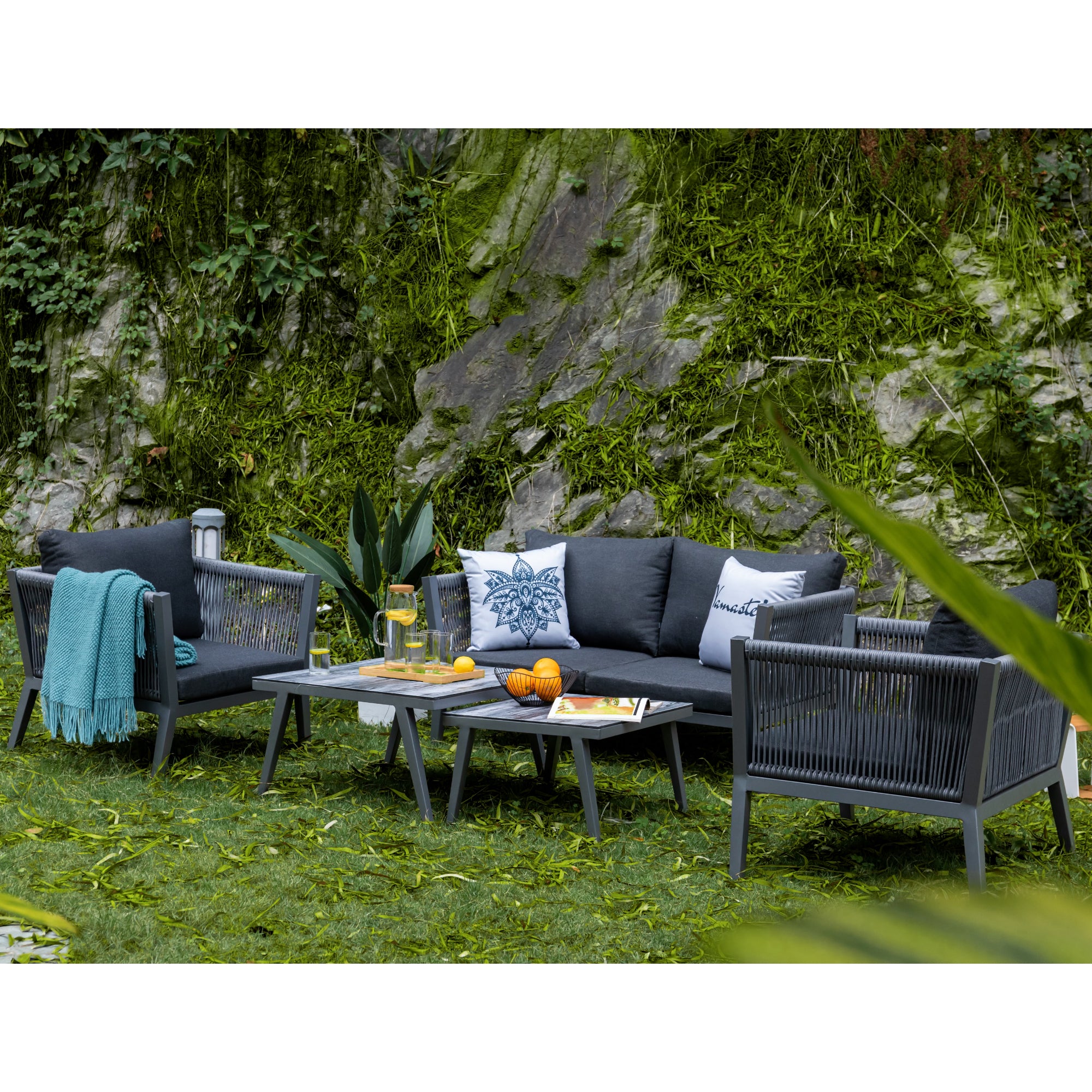 XXL Premium Lounge Set Namaste / Aluminium kombiniert mit Rope