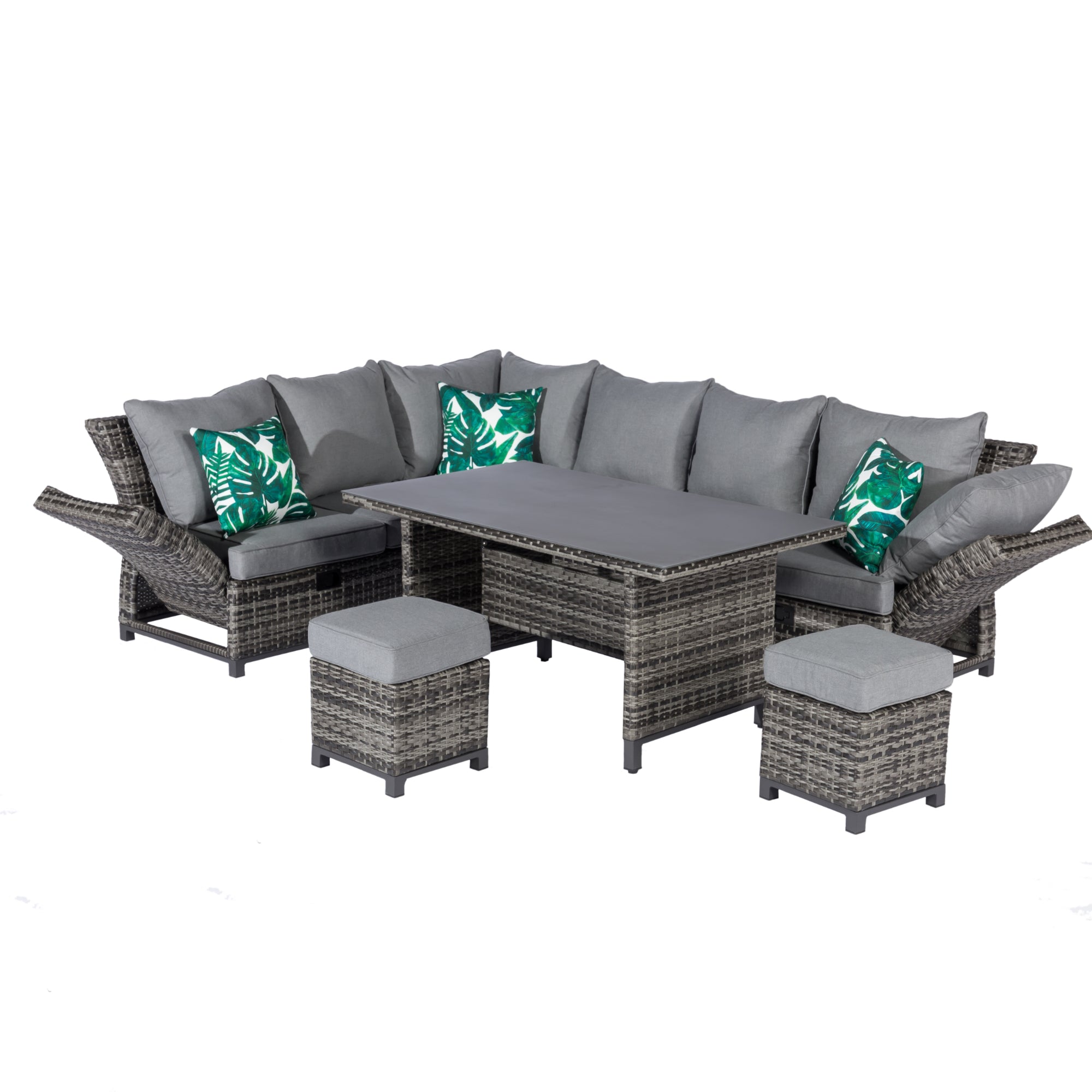 Bestseller: Dining Eck-Lounge Set Havanna Deluxe Moon grey - 3in1 Funktion (variabel stellbar) / stufenlos verstellbare Armlehnen