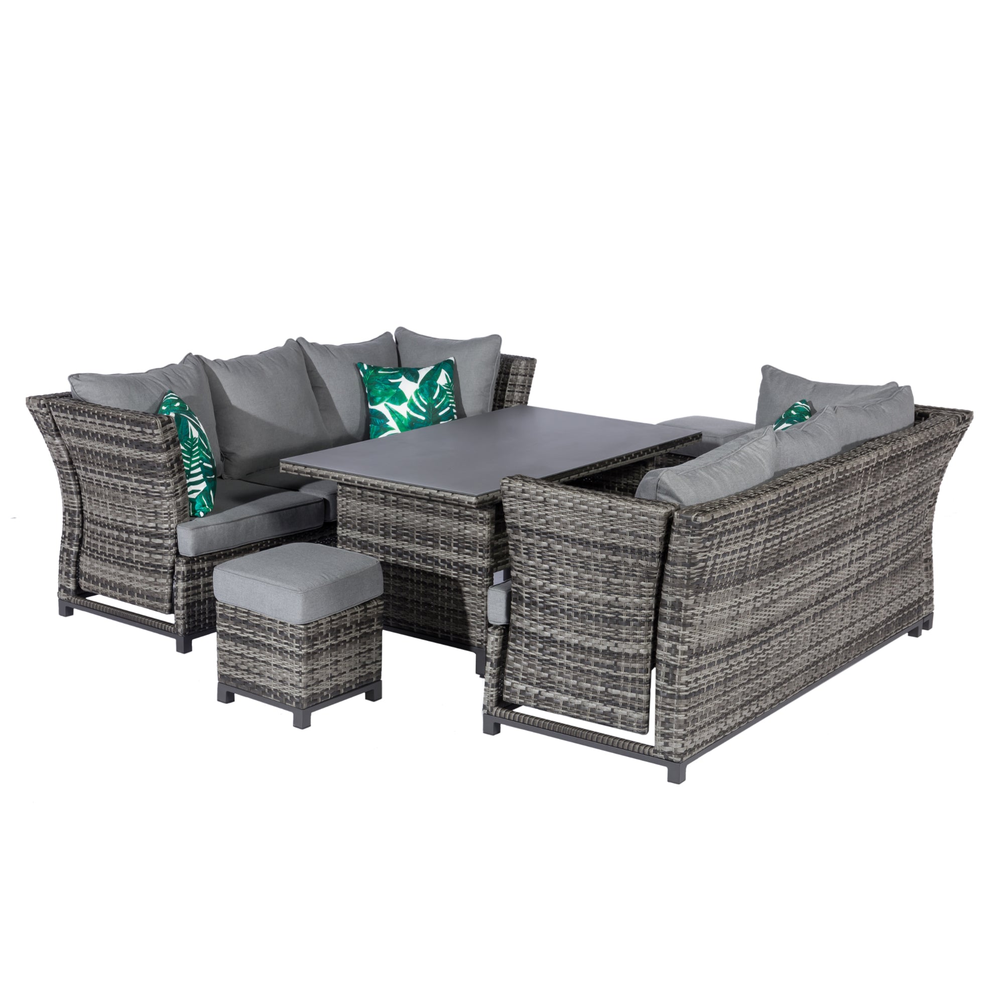 Bestseller: Dining Eck-Lounge Set Havanna Deluxe Moon grey - 3in1 Funktion (variabel stellbar) / stufenlos verstellbare Armlehnen