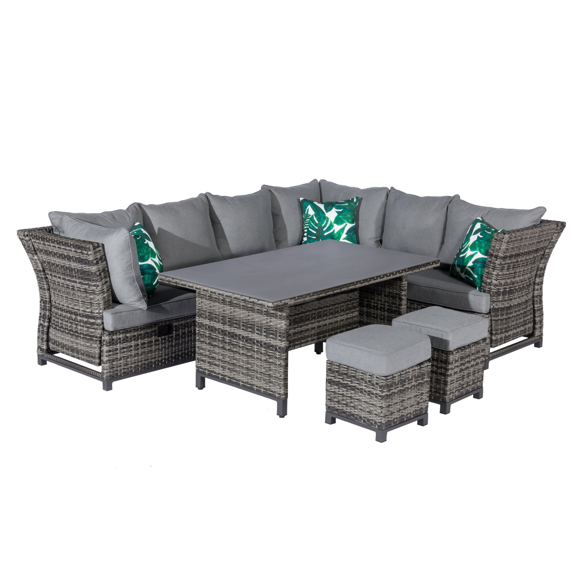 Bestseller: Dining Eck-Lounge Set Havanna Deluxe Moon grey - 3in1 Funktion (variabel stellbar) / stufenlos verstellbare Armlehnen