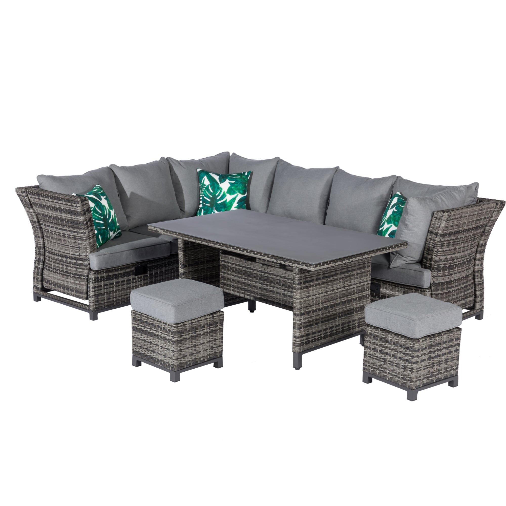 Bestseller: Dining Eck-Lounge Set Havanna Deluxe Moon grey - 3in1 Funktion (variabel stellbar) / stufenlos verstellbare Armlehnen
