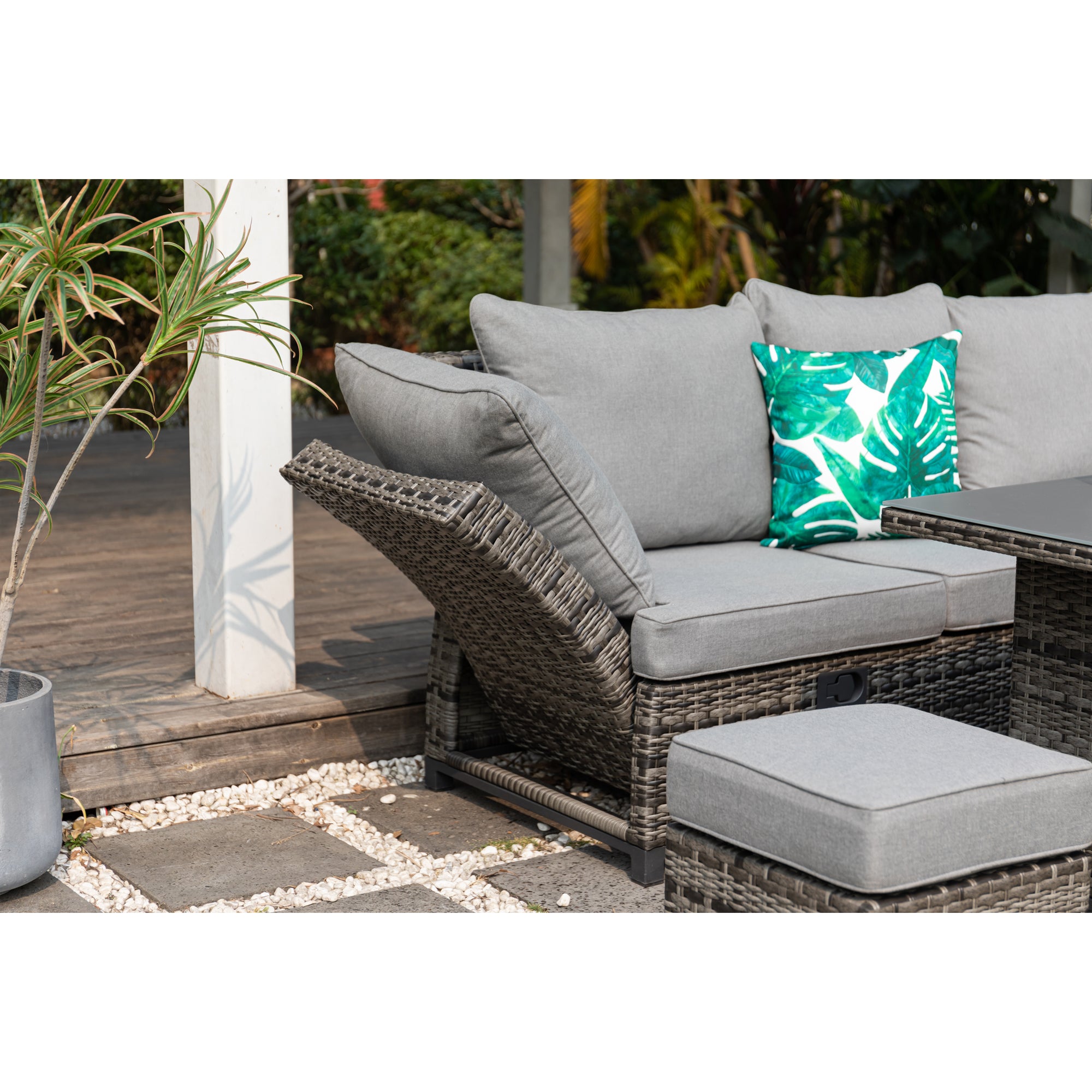 Bestseller: Dining Eck-Lounge Set Havanna Deluxe Moon grey - 3in1 Funktion (variabel stellbar) / stufenlos verstellbare Armlehnen