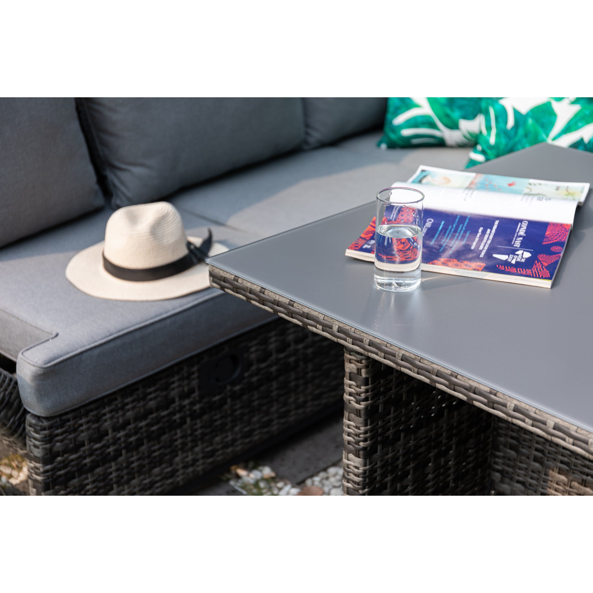 Bestseller: Dining Eck-Lounge Set Havanna Deluxe Moon grey - 3in1 Funktion (variabel stellbar) / stufenlos verstellbare Armlehnen