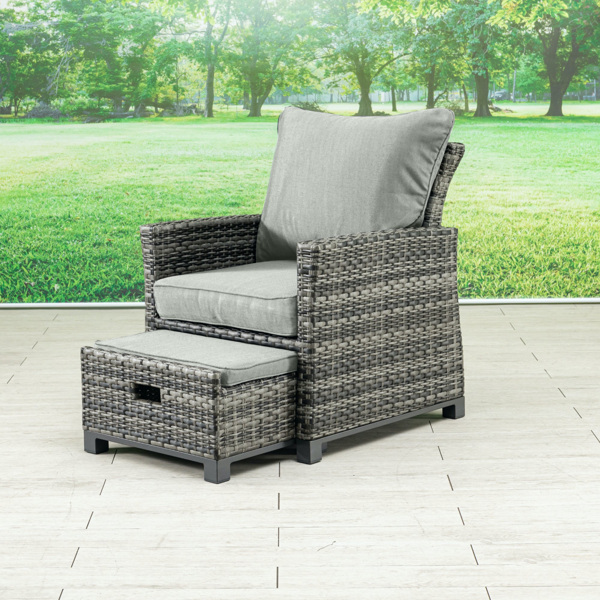 Lounge Sessel Havanna Deluxe Moon Grey stufenlos verstellbare Rückenlehne & Fußhocker