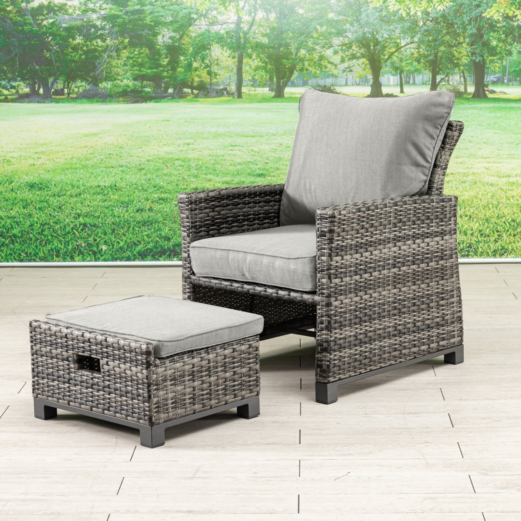 Lounge Sessel Havanna Deluxe Moon Grey stufenlos verstellbare Rückenlehne & Fußhocker