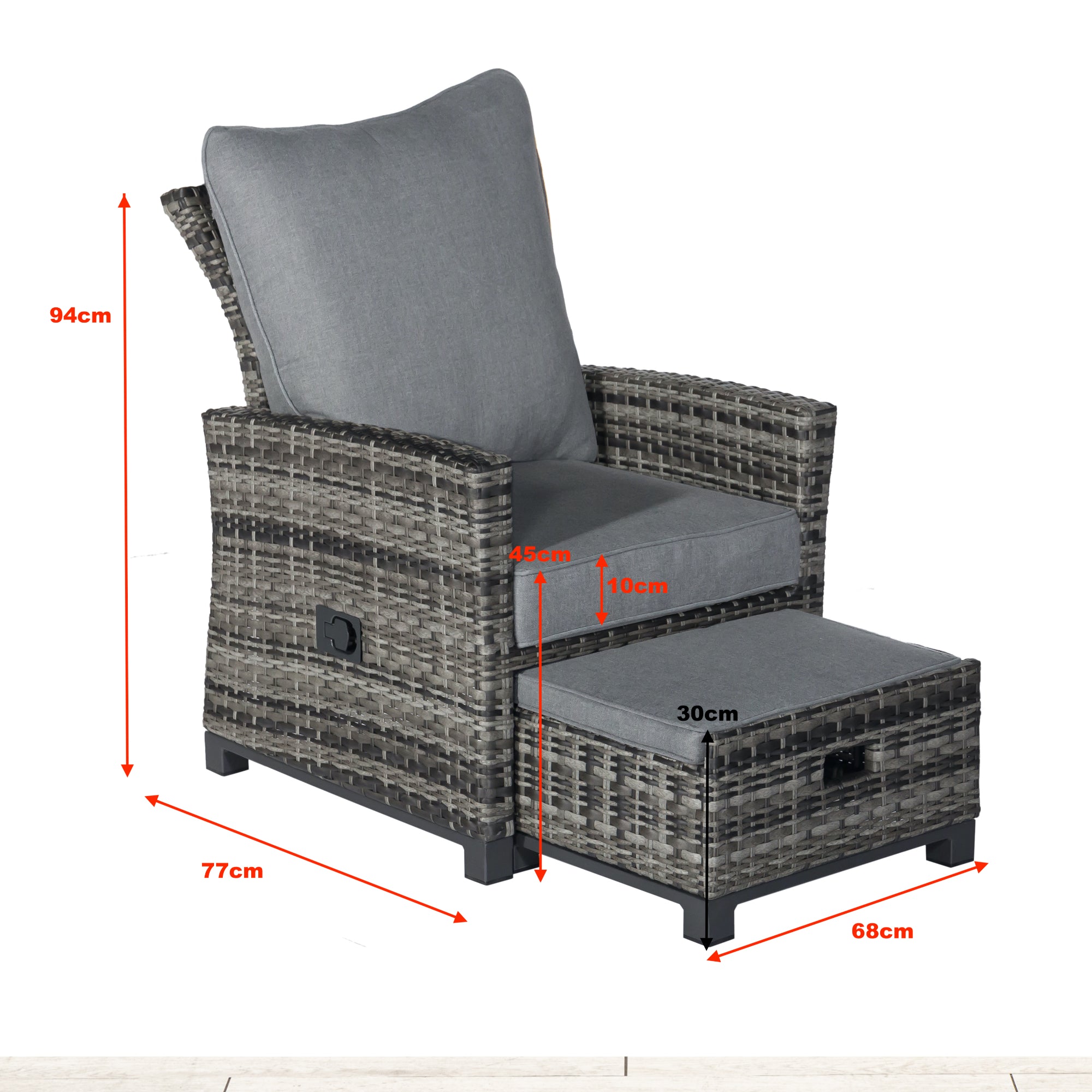 Lounge Sessel Havanna Deluxe Moon Grey stufenlos verstellbare Rückenlehne & Fußhocker