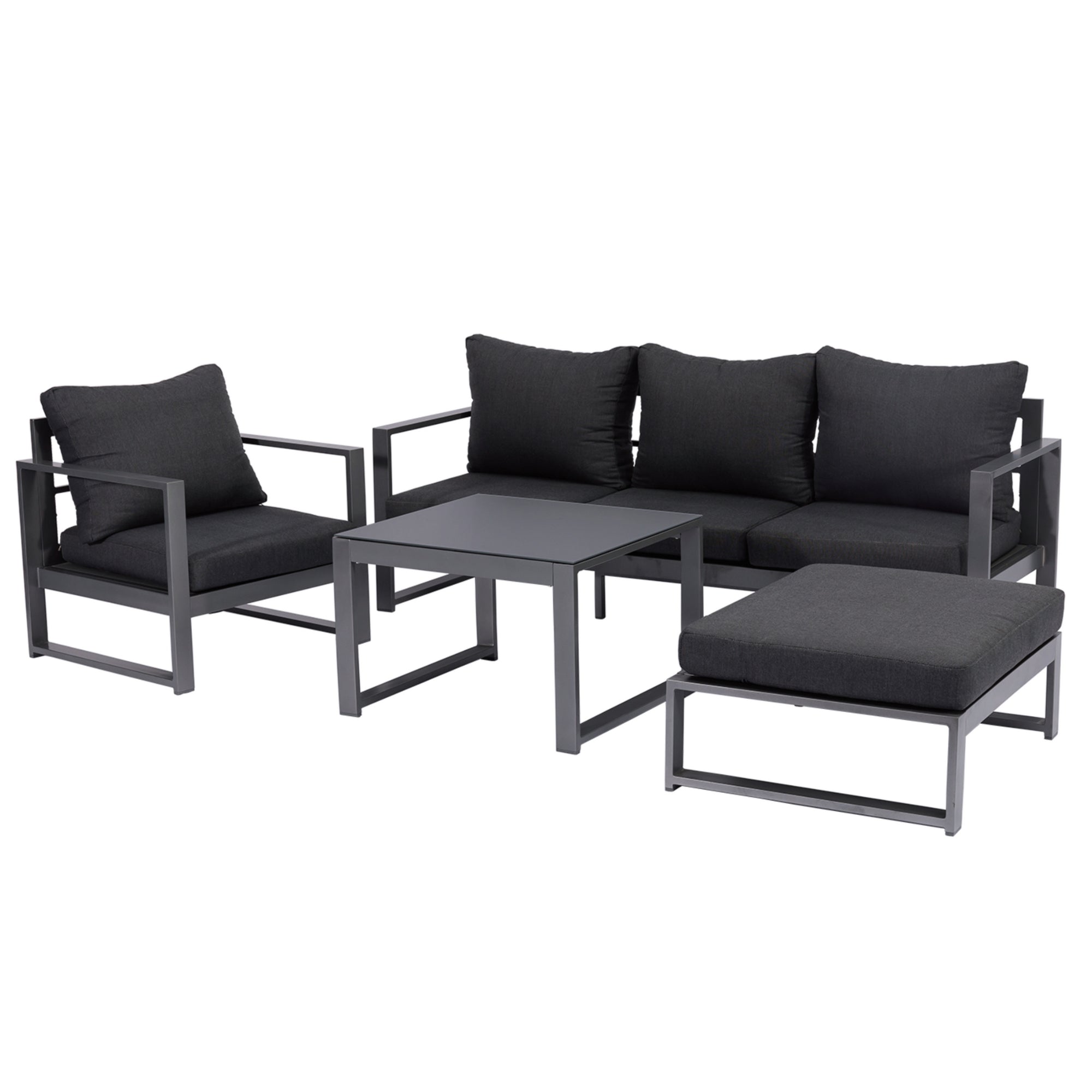 Lounge Set Santana inkl. Sessel & Hocker / Pures Aluminium in moderner Form
