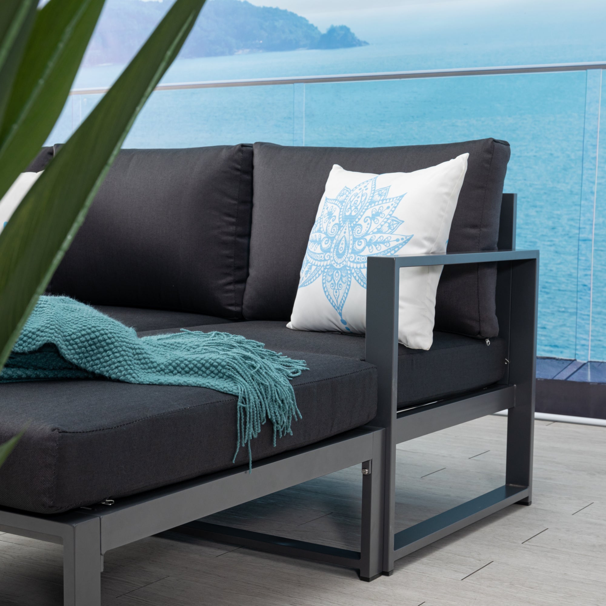 Lounge Set Santana inkl. Sessel & Hocker / Pures Aluminium in moderner Form