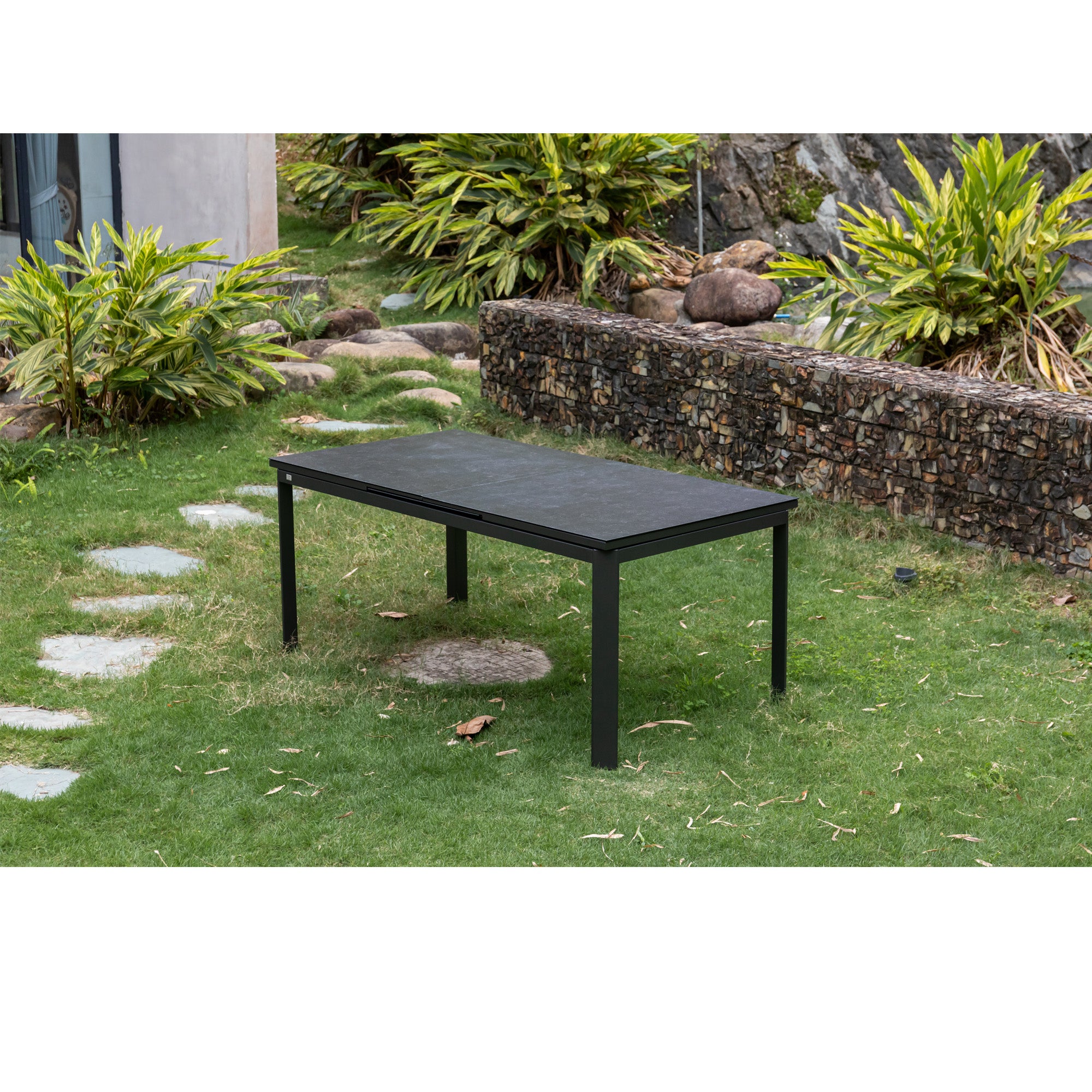 Ausziehtisch Colmar 180 / 240x90x76cm / Aluminium-Gestell kombiniert mit einer Keramikglasplatte