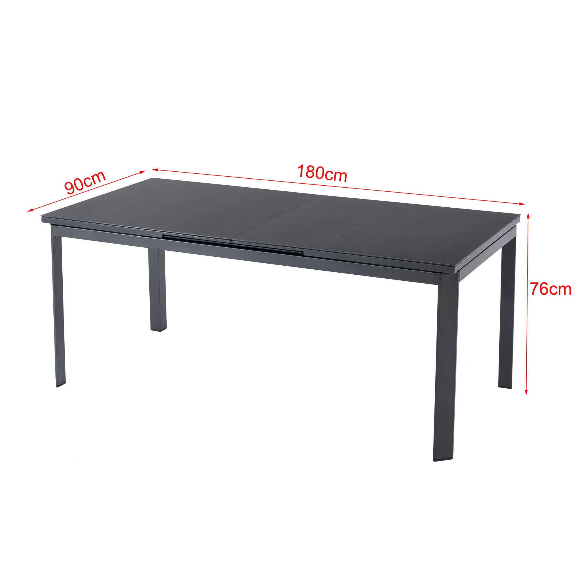 Ausziehtisch Colmar 180 / 240x90x76cm / Aluminium-Gestell kombiniert mit einer Keramikglasplatte
