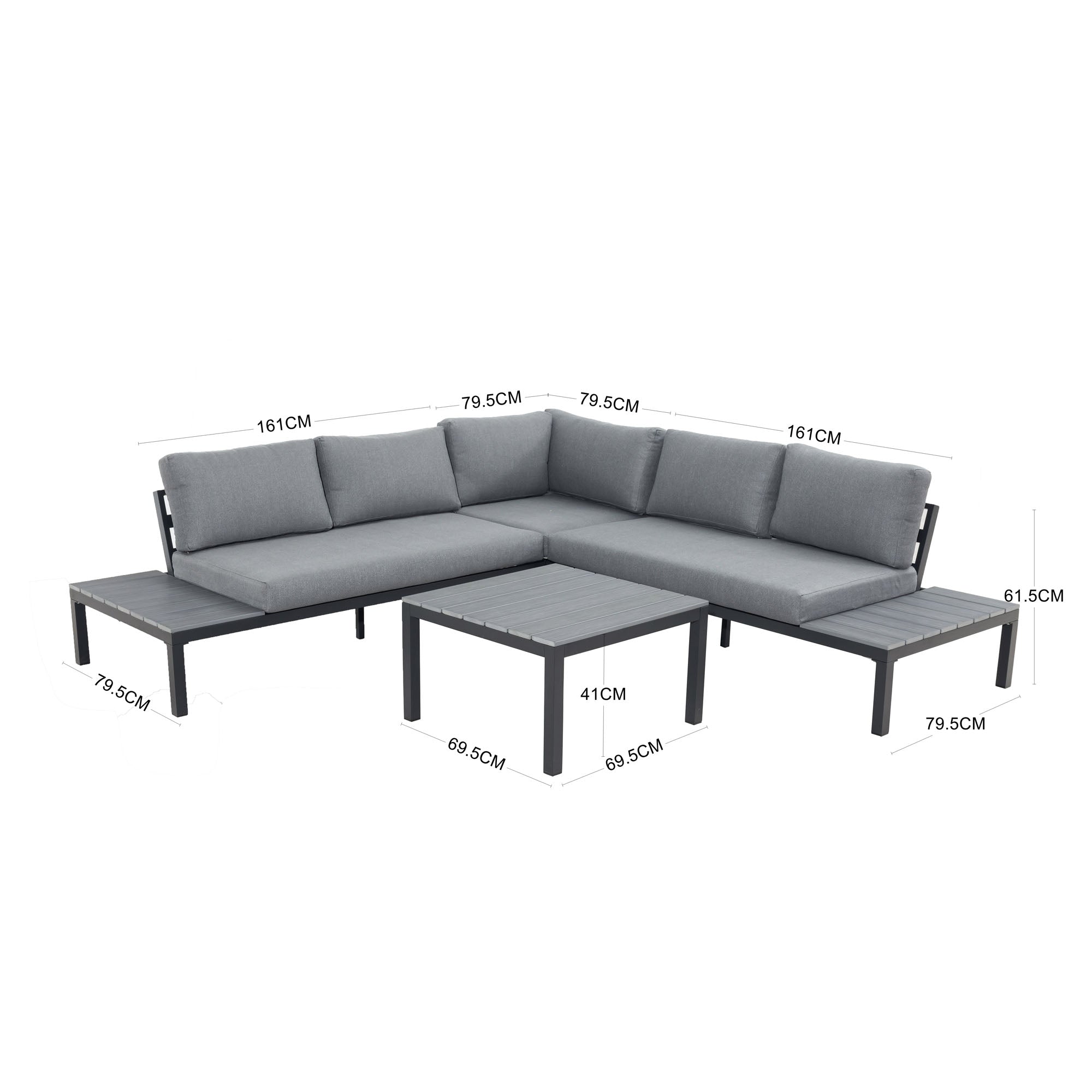 Moderne Eck - Lounge aus Aluminium & Non-Wood "MIRO" Wetterfest inkl. Olefin Auflagen