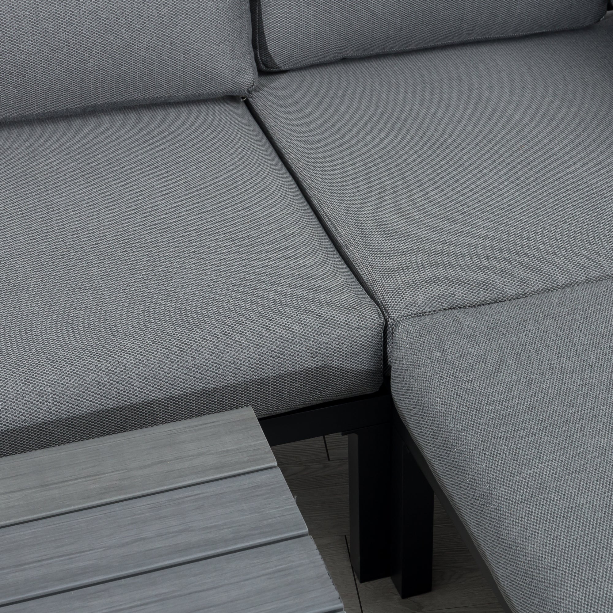 Moderne Eck - Lounge aus Aluminium & Non-Wood "MIRO" Wetterfest inkl. Olefin Auflagen