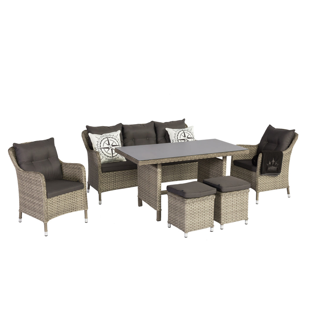 Dining Lounge Set Davos inkl. Zierkissen und Kronen Fleecedecke