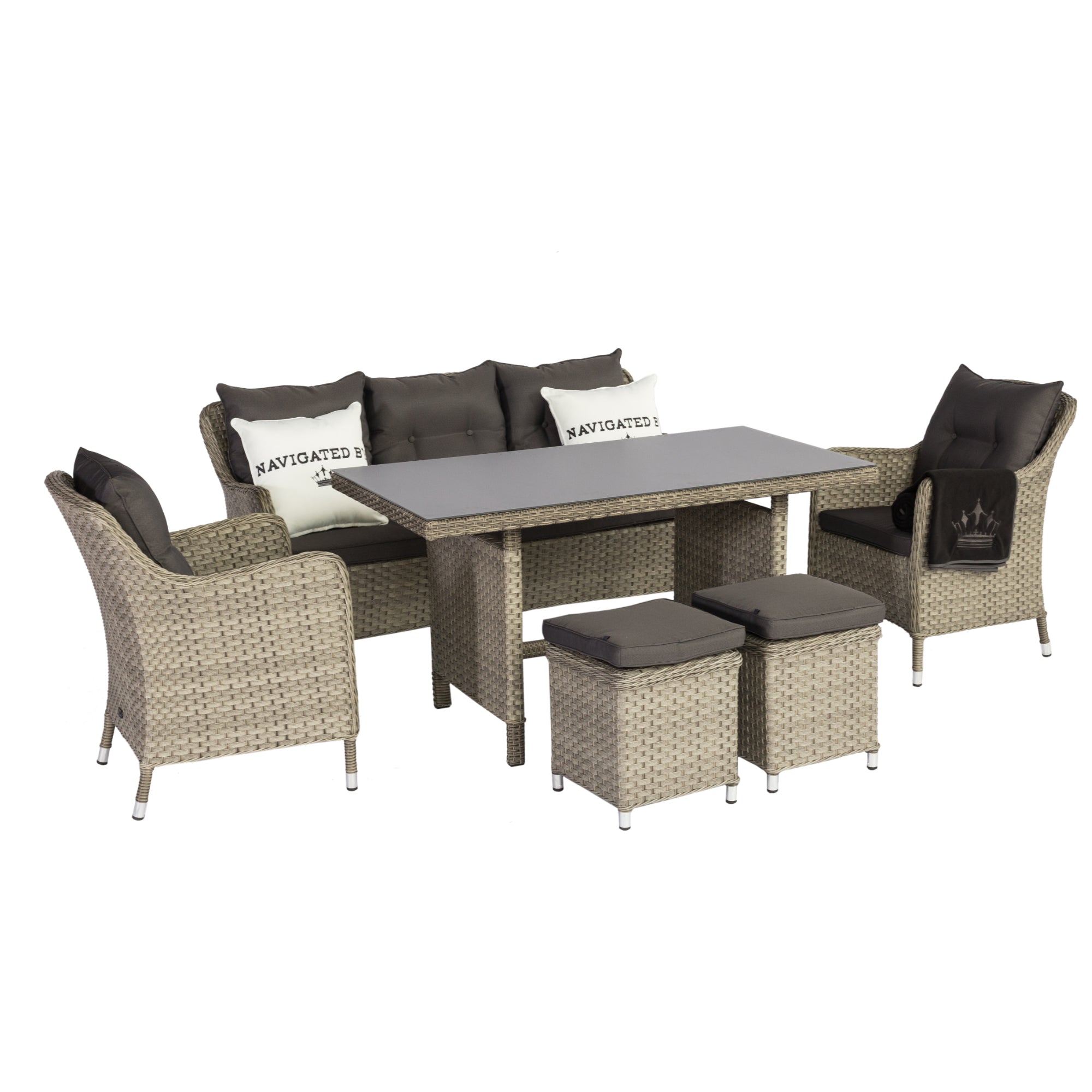 Dining Lounge Set Davos inkl. Zierkissen und Kronen Fleecedecke