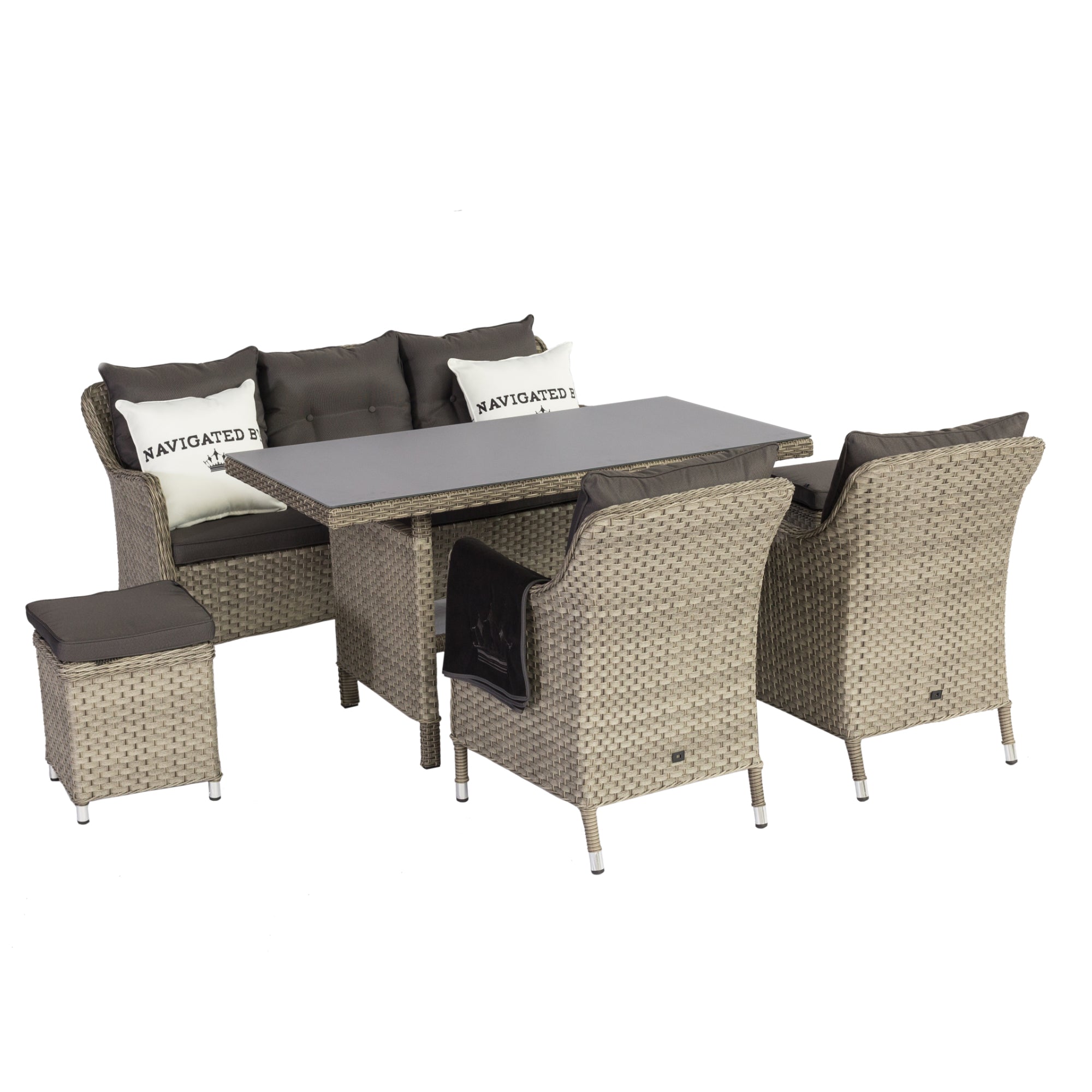 Dining Lounge Set Davos inkl. Zierkissen und Kronen Fleecedecke