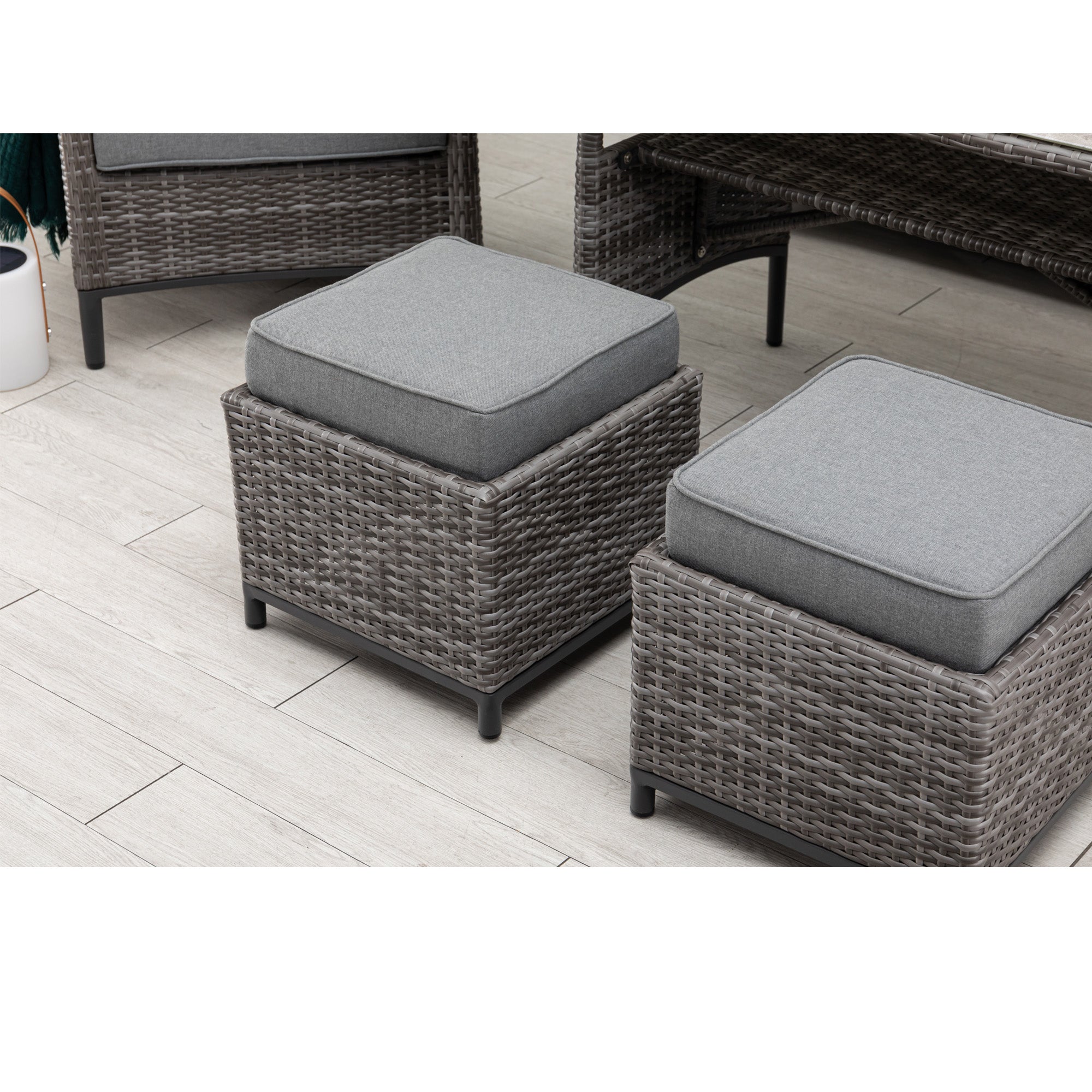 Design Dining Lounge Set Ancona in Arctic grau inkl Hocker / hoher Tisch ideal zum Speisen