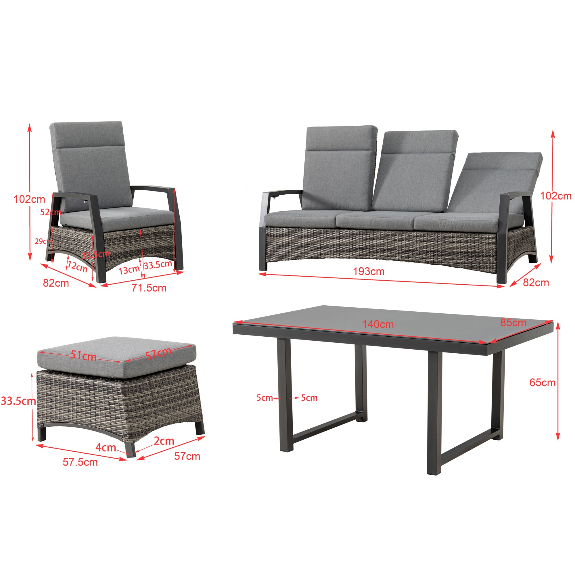 Designer Lounge Ravello / alle Rückenteile stufenlos verstellbar - mehr entspannen geht nicht!