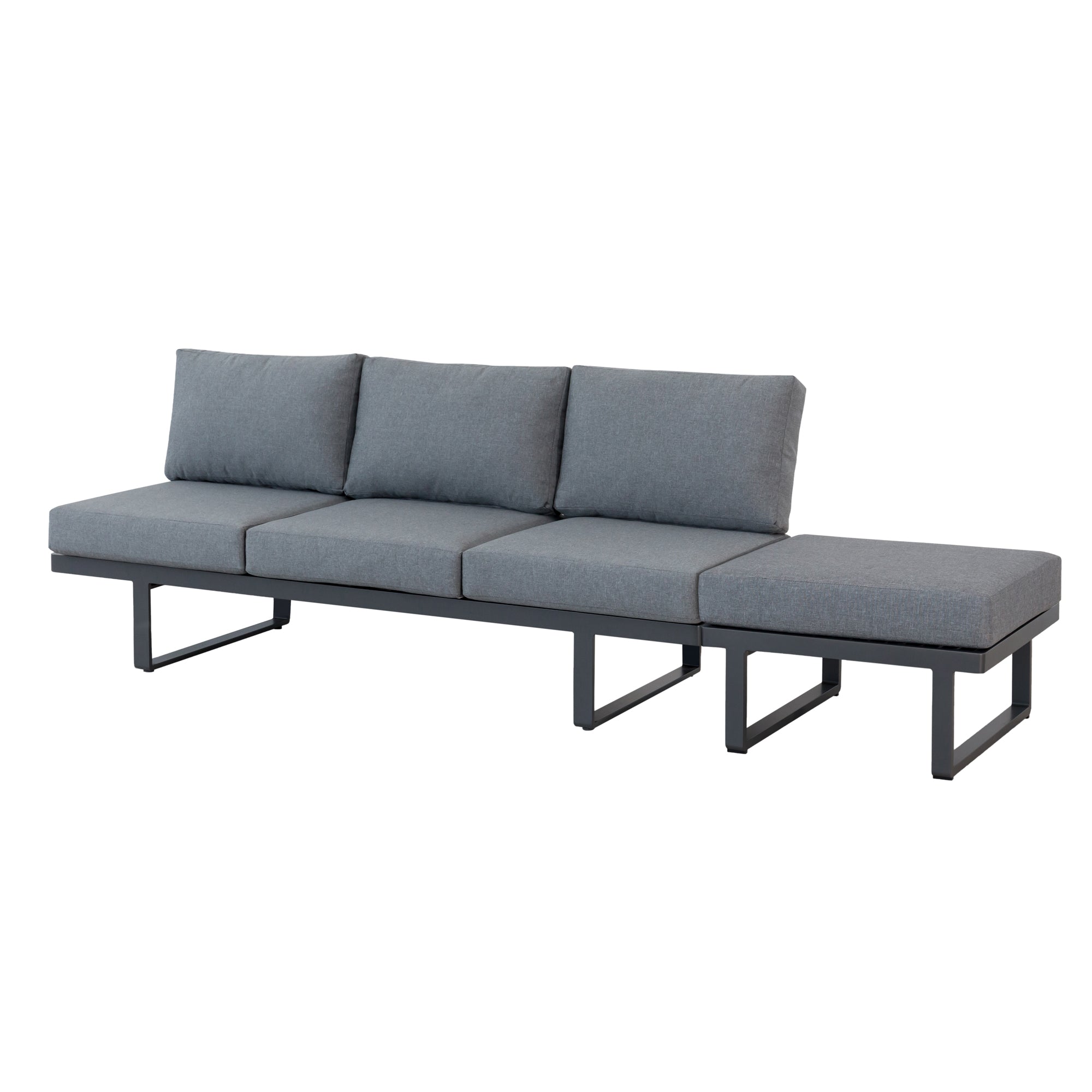 2 tlg. Luxus Alu Multifunktions- Lounge Set Tesoro inkl. Sonnenliege und Hocker