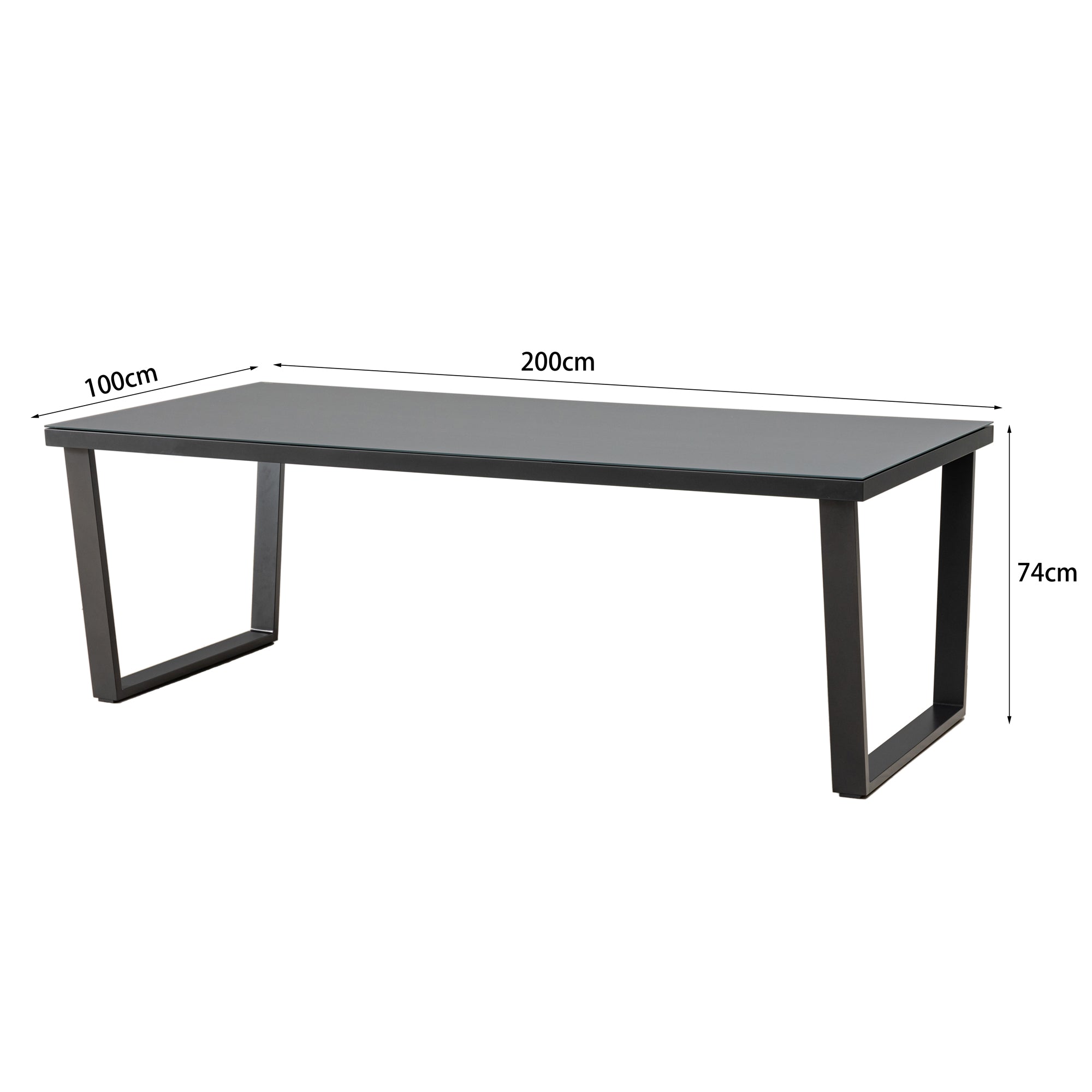 ☀️Summer Deal !☀️ ELEGANT! Aluminium Dining Tisch Ravello mit aufliegender Strukturglasplatte 220x100x75cm