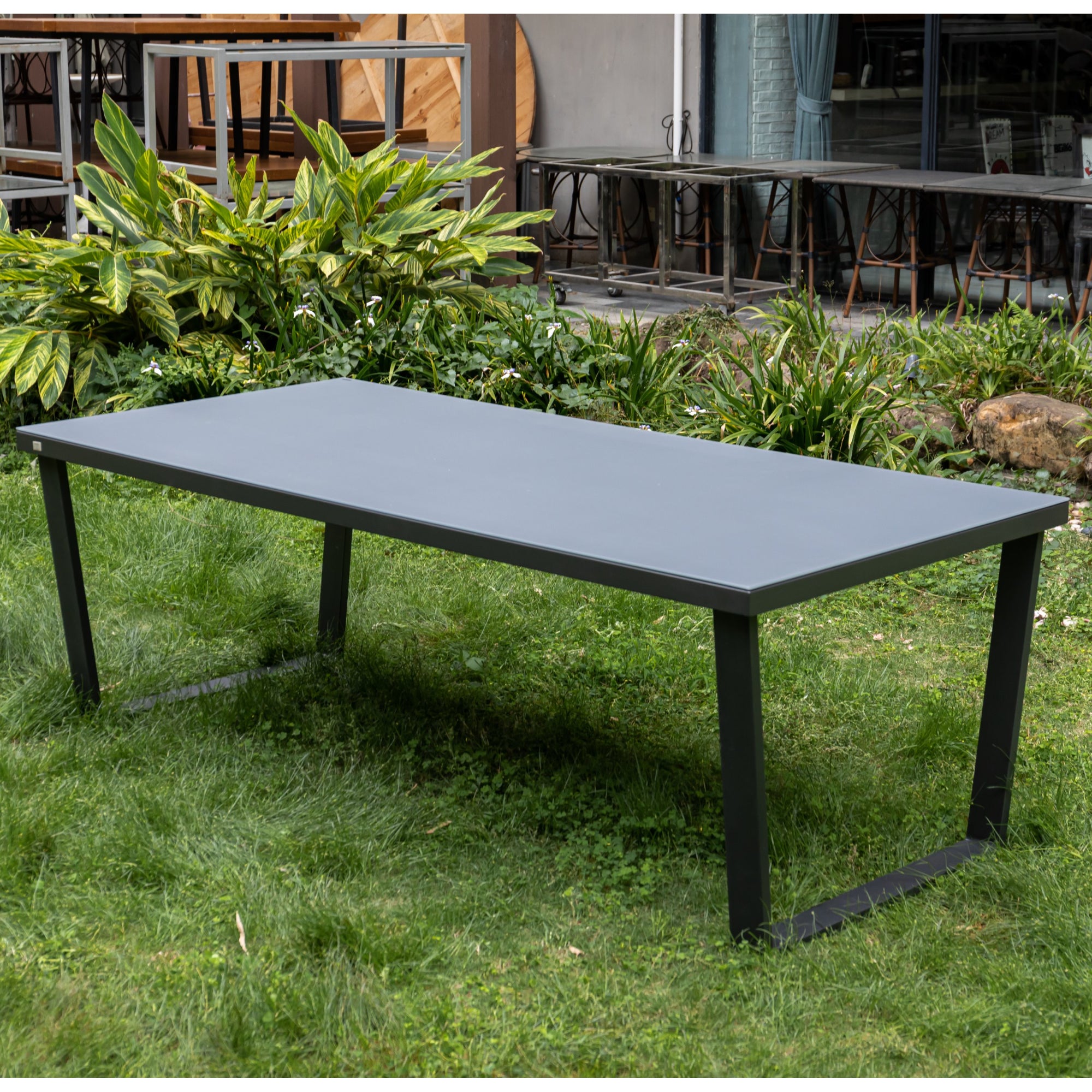 ☀️Summer Deal !☀️ ELEGANT! Aluminium Dining Tisch Ravello mit aufliegender Strukturglasplatte 220x100x75cm