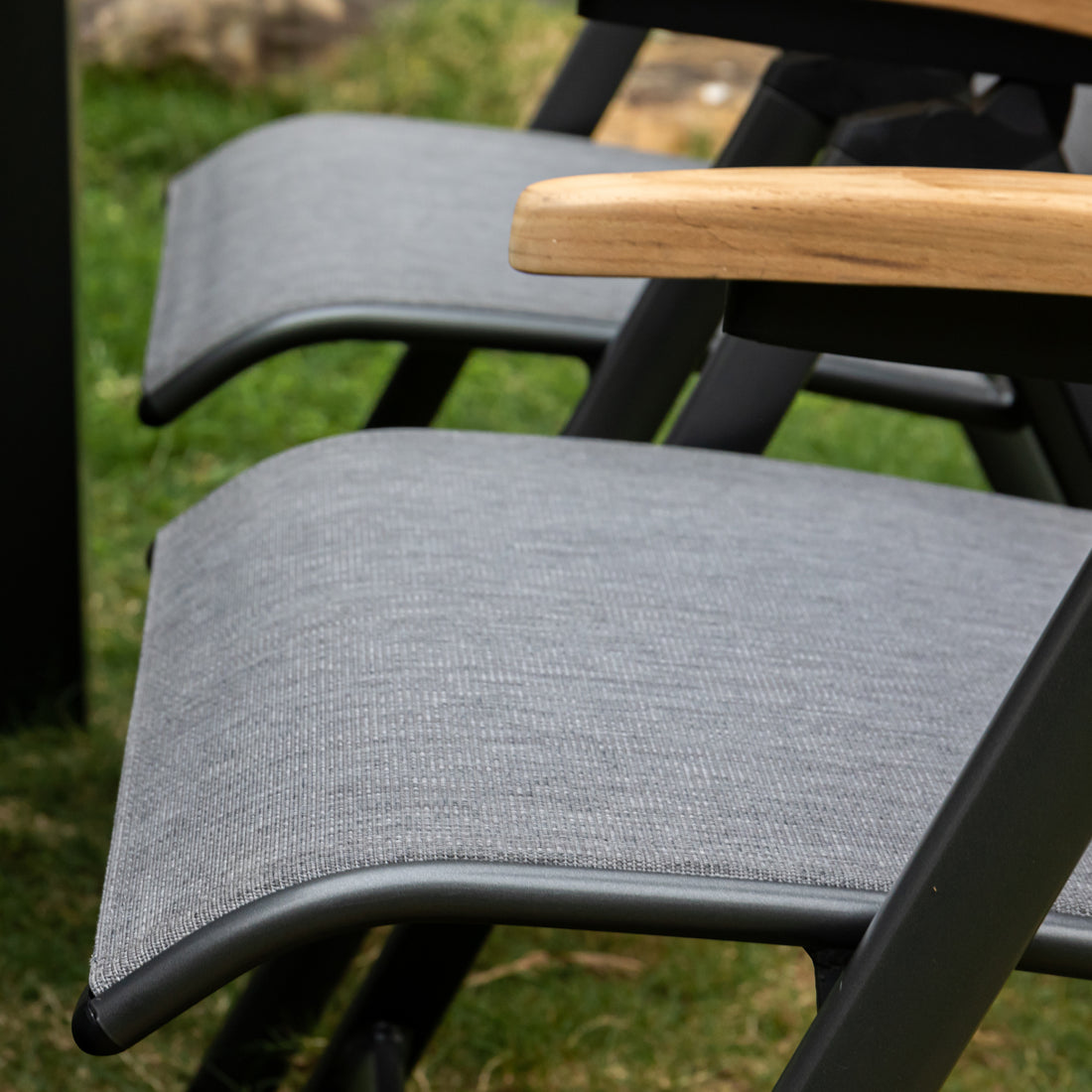 Premium! Klappsessel Dakar mit Teakholz Armlehnen / Aluminiumgestell kombiniert mit Sling / Textilen