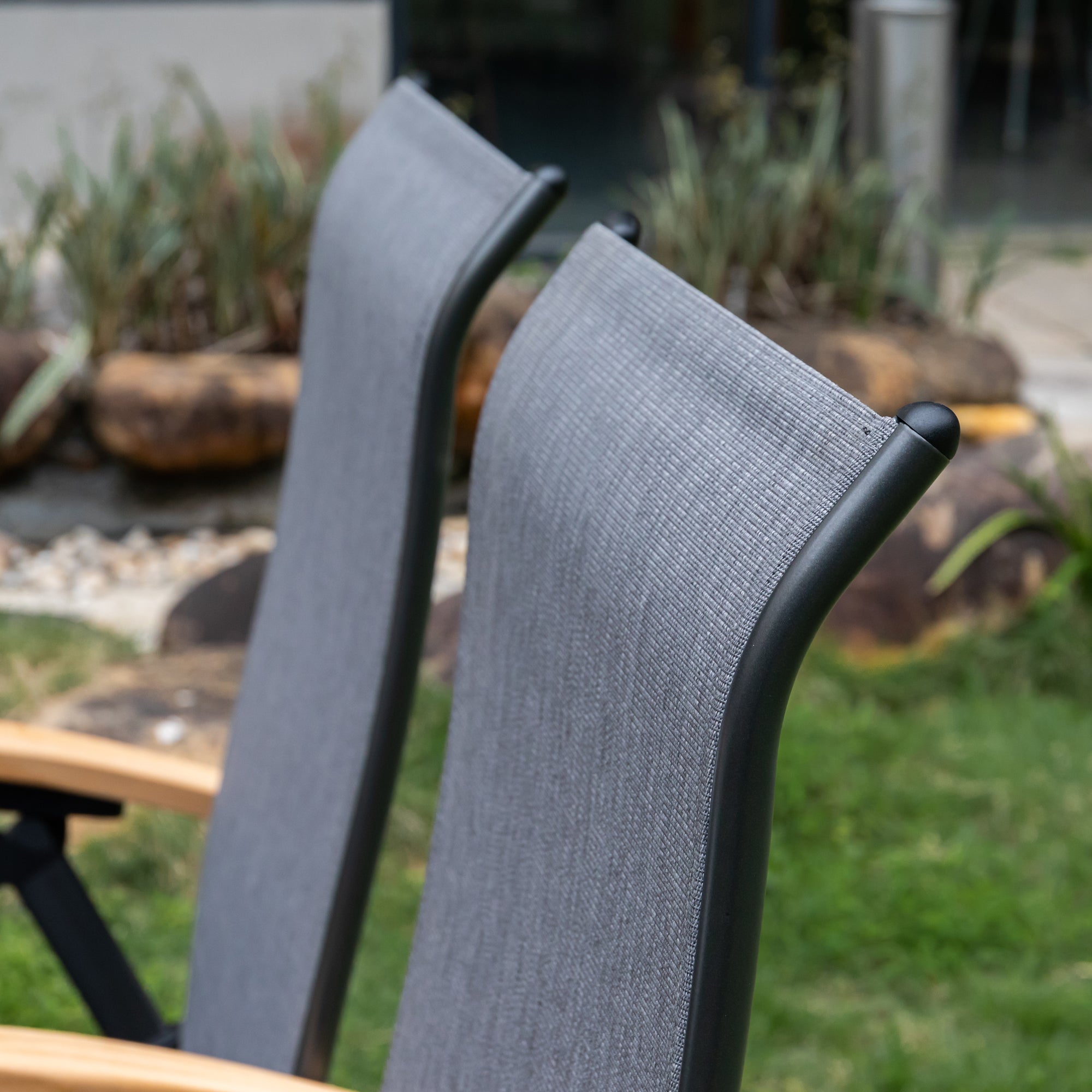 Premium! Klappsessel Dakar mit Teakholz Armlehnen / Aluminiumgestell kombiniert mit Sling / Textilen