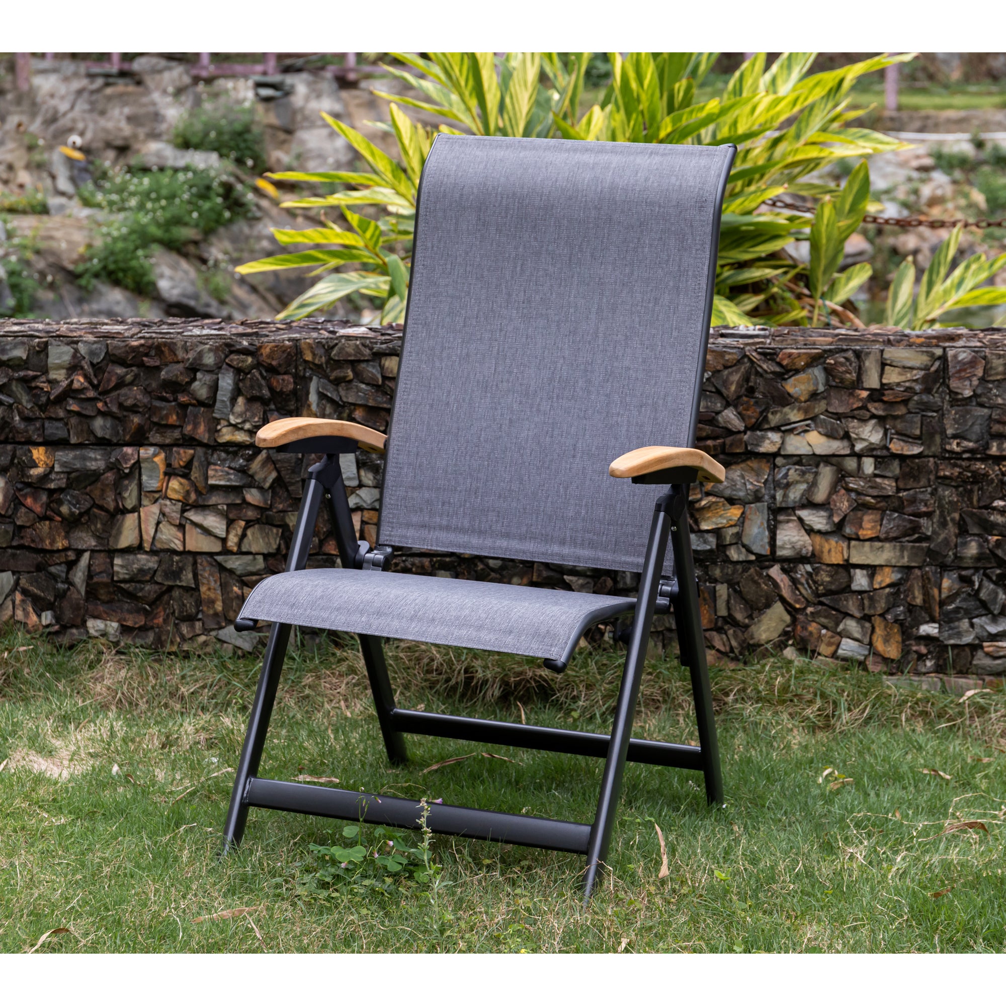 Premium! Klappsessel Dakar mit Teakholz Armlehnen / Aluminiumgestell kombiniert mit Sling / Textilen