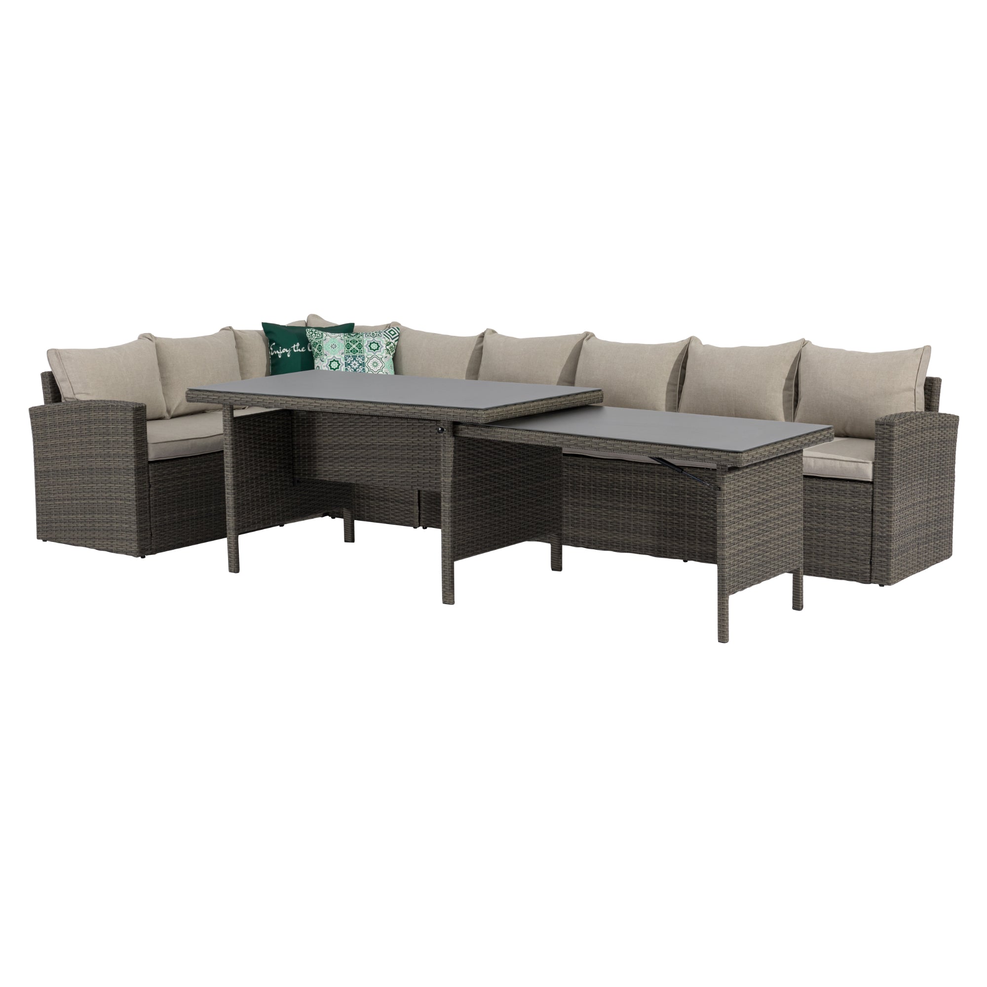 SUMMER SALE ☀️⛱️🏝️ XXL Dining Eck-Lounge Set Monza inkl. Sessel mit ausziehbarem Tisch beidseitig stellbar