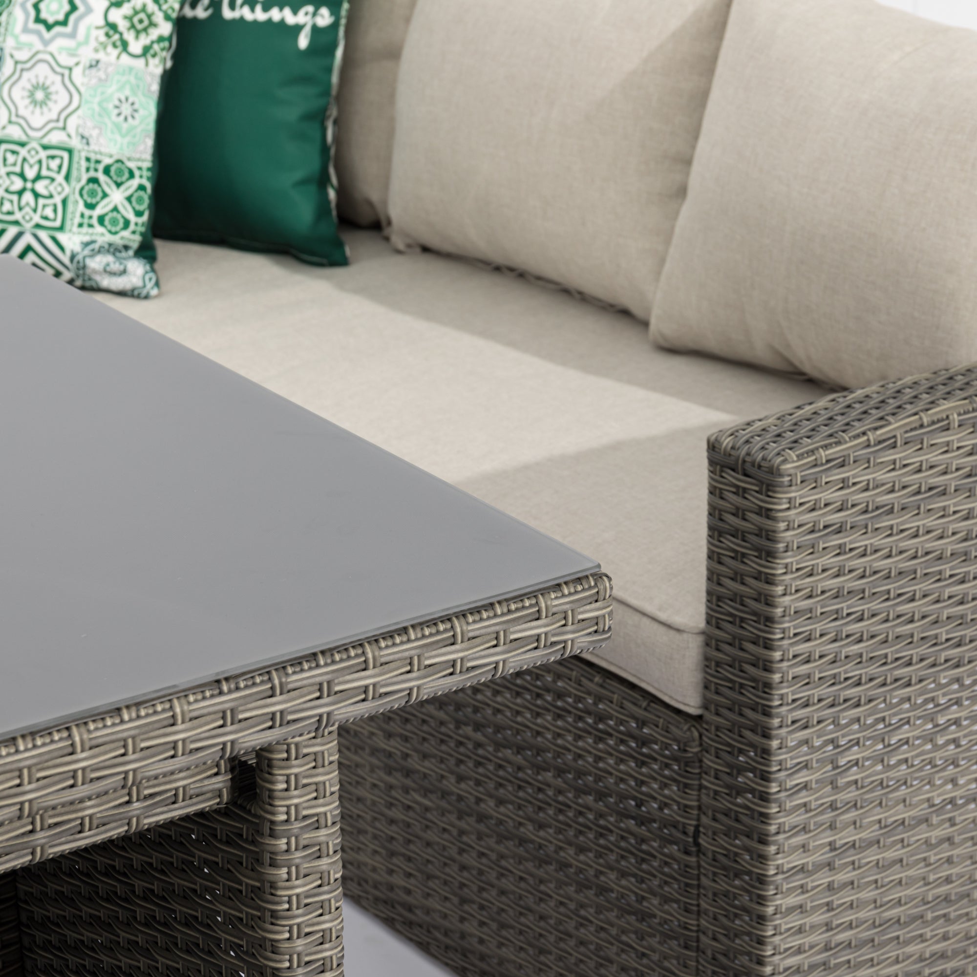 XXL Dining Eck-Lounge Set Monza inkl. Sessel mit ausziehbarem Tisch beidseitig stellbar