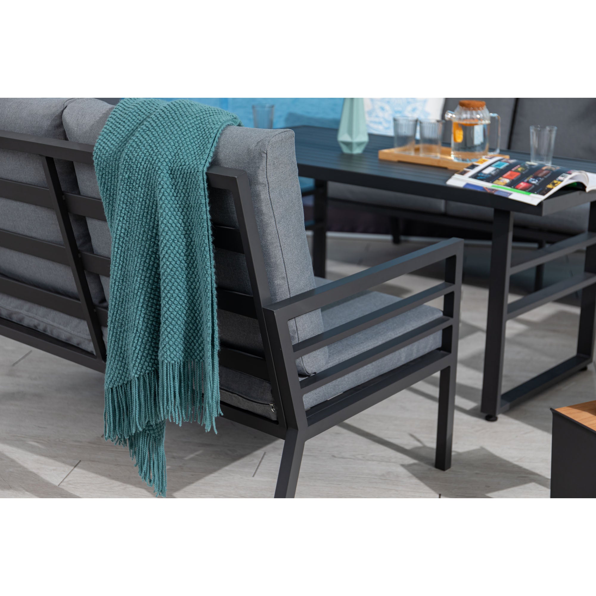 XXL Designer Aluminium Dining Lounge Set Osaka / hoher Tisch ideal zum Speisen