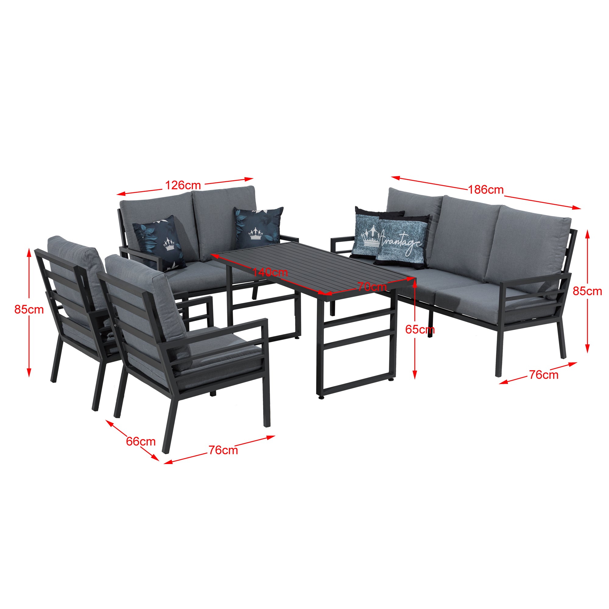 XXL Designer Aluminium Dining Lounge Set Osaka / hoher Tisch ideal zum Speisen