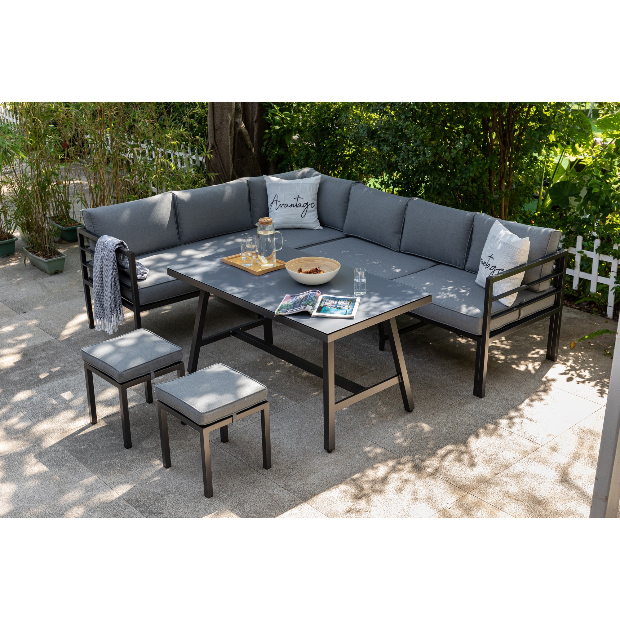 Trend-Produkt: Alu Dining Lounge Set Lardo mit 3in1 Funktion / Wetterfest
