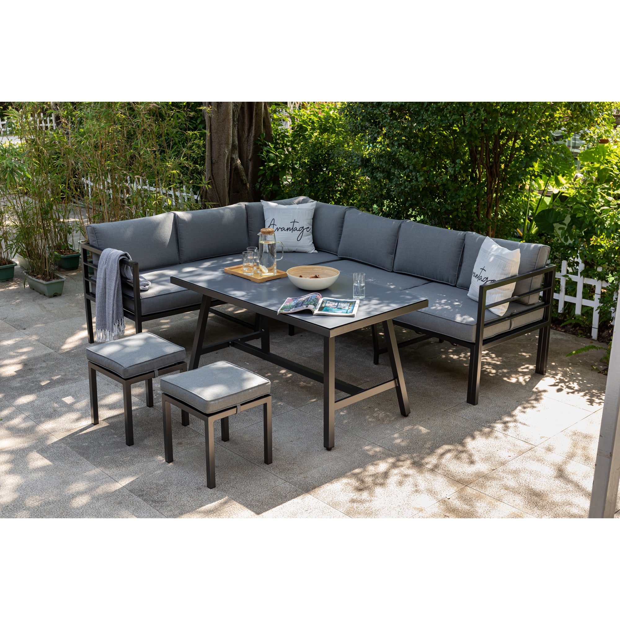 Trend-Produkt: Alu Dining Lounge Set Lardo mit 3in1 Funktion / Wetterfest