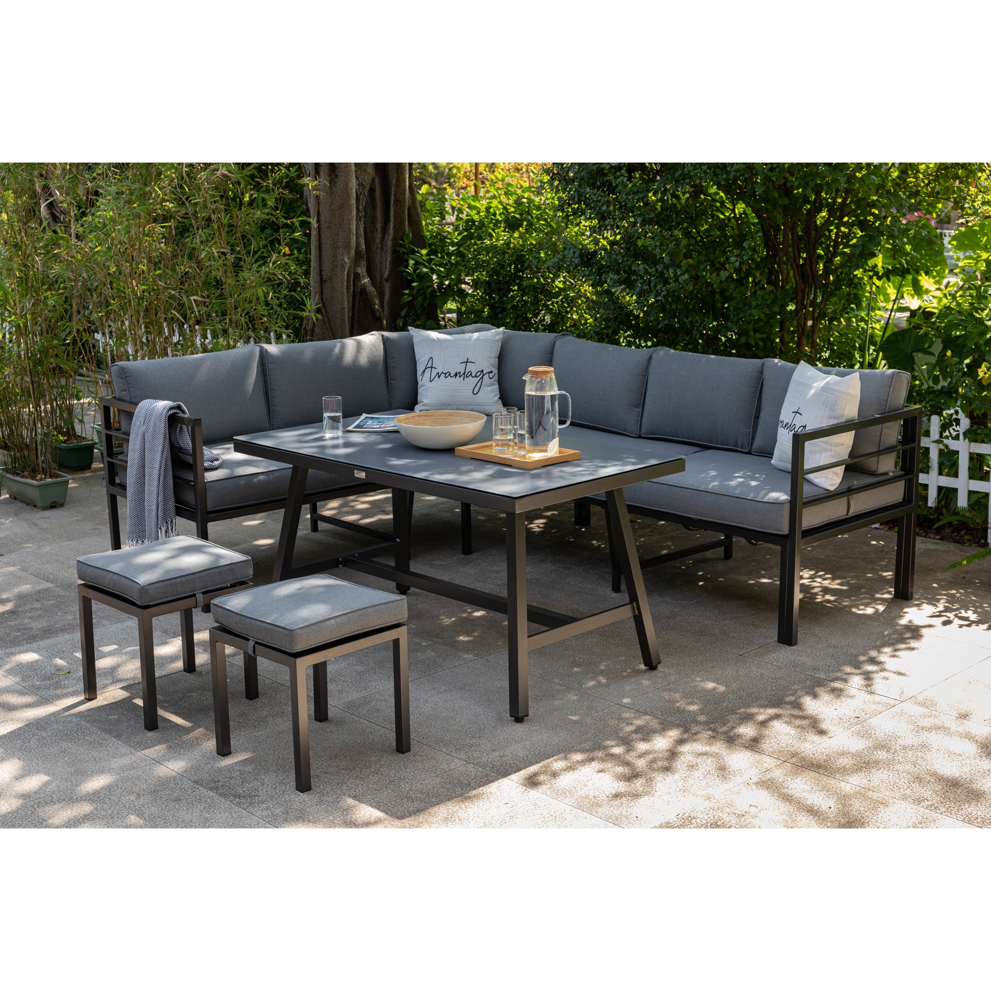Alu Dining Lounge Set Lardo mit 3in1 Funktion / Wetterfest inkl Auflagen