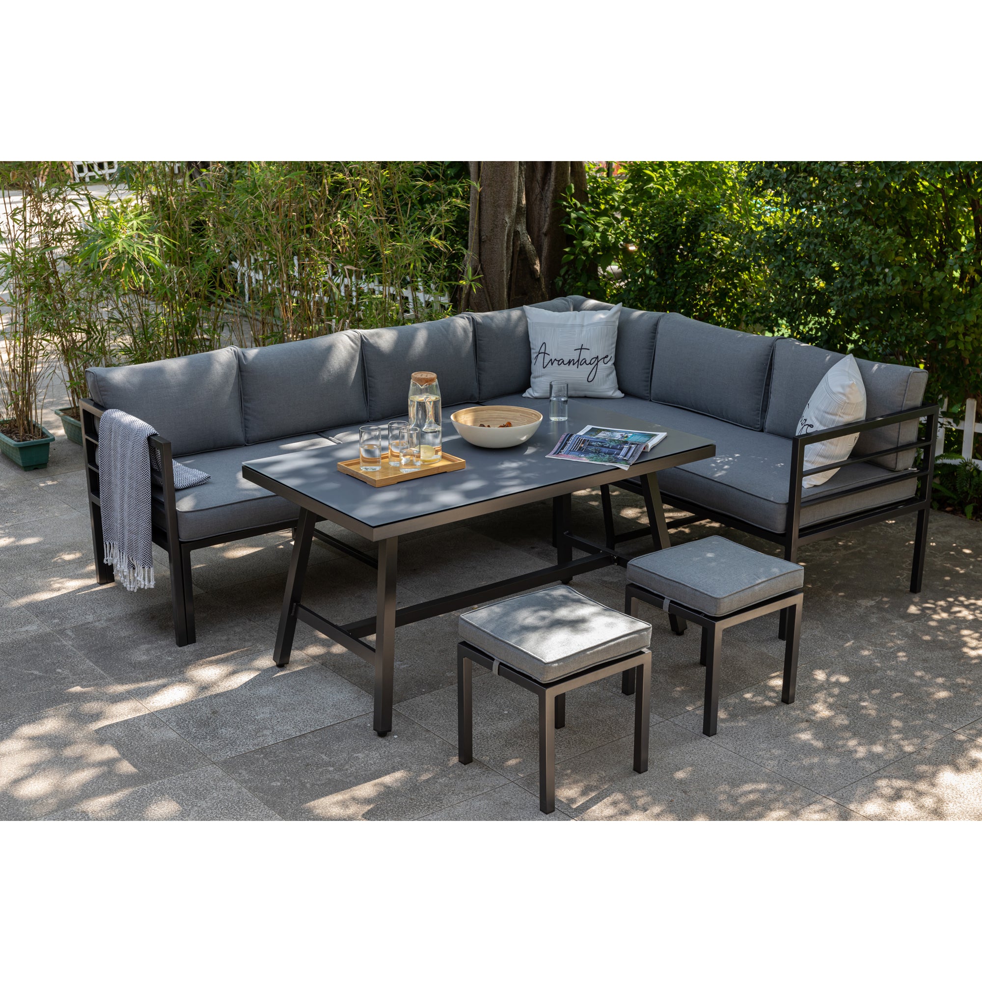 Alu Dining Lounge Set Lardo mit 3in1 Funktion / Wetterfest inkl Auflagen