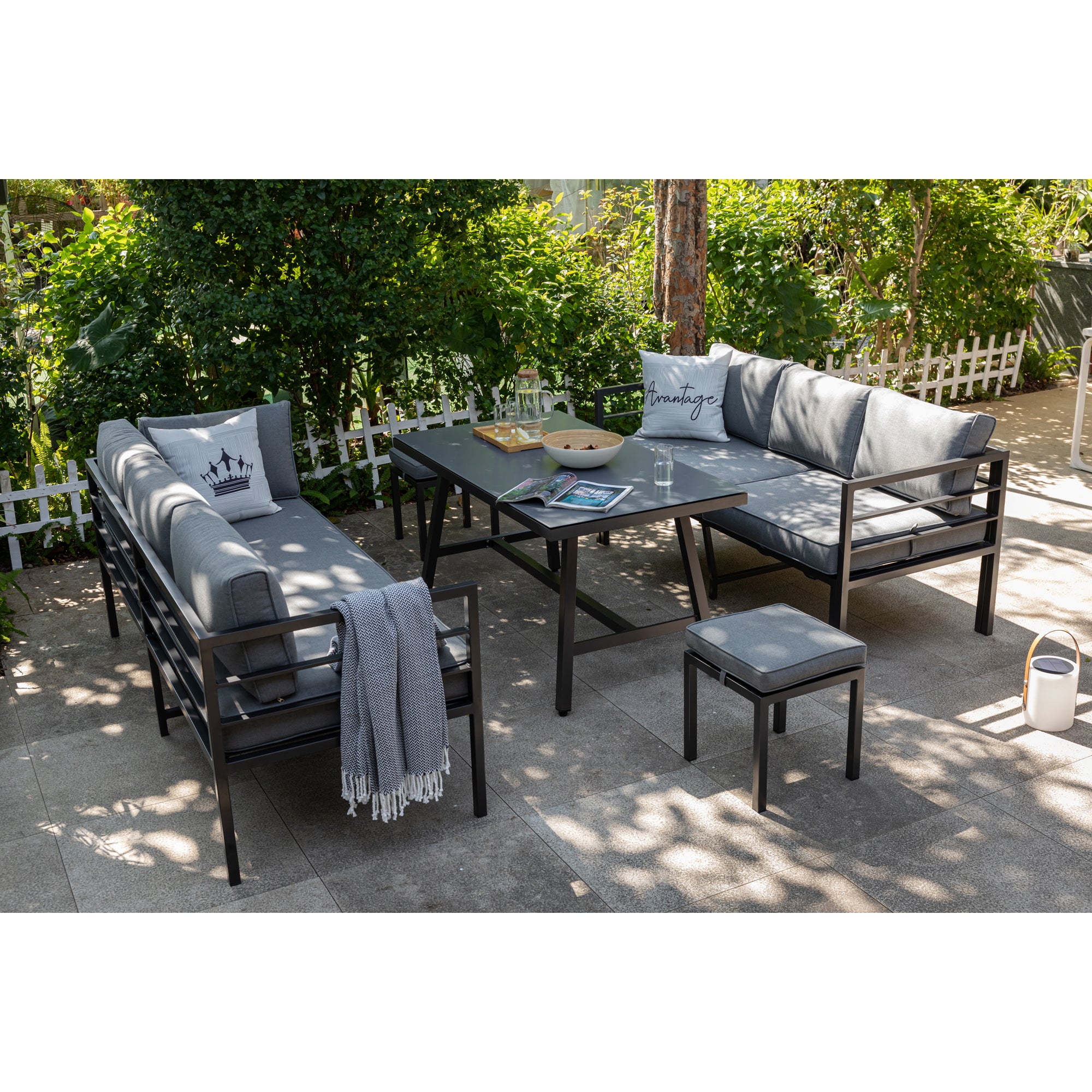 Alu Dining Lounge Set Lardo mit 3in1 Funktion / Wetterfest inkl Auflagen