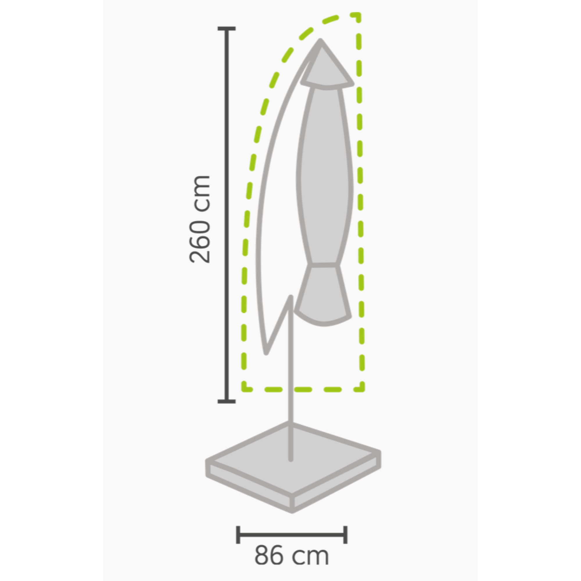 Premium Schutzhülle für Ampelschirme mit Stab - 260x60/86 cm