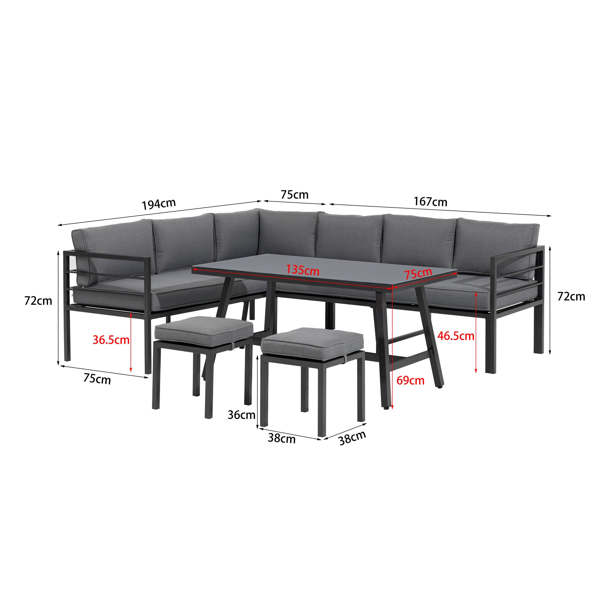Trend-Produkt: Alu Dining Lounge Set Lardo mit 3in1 Funktion / Wetterfest