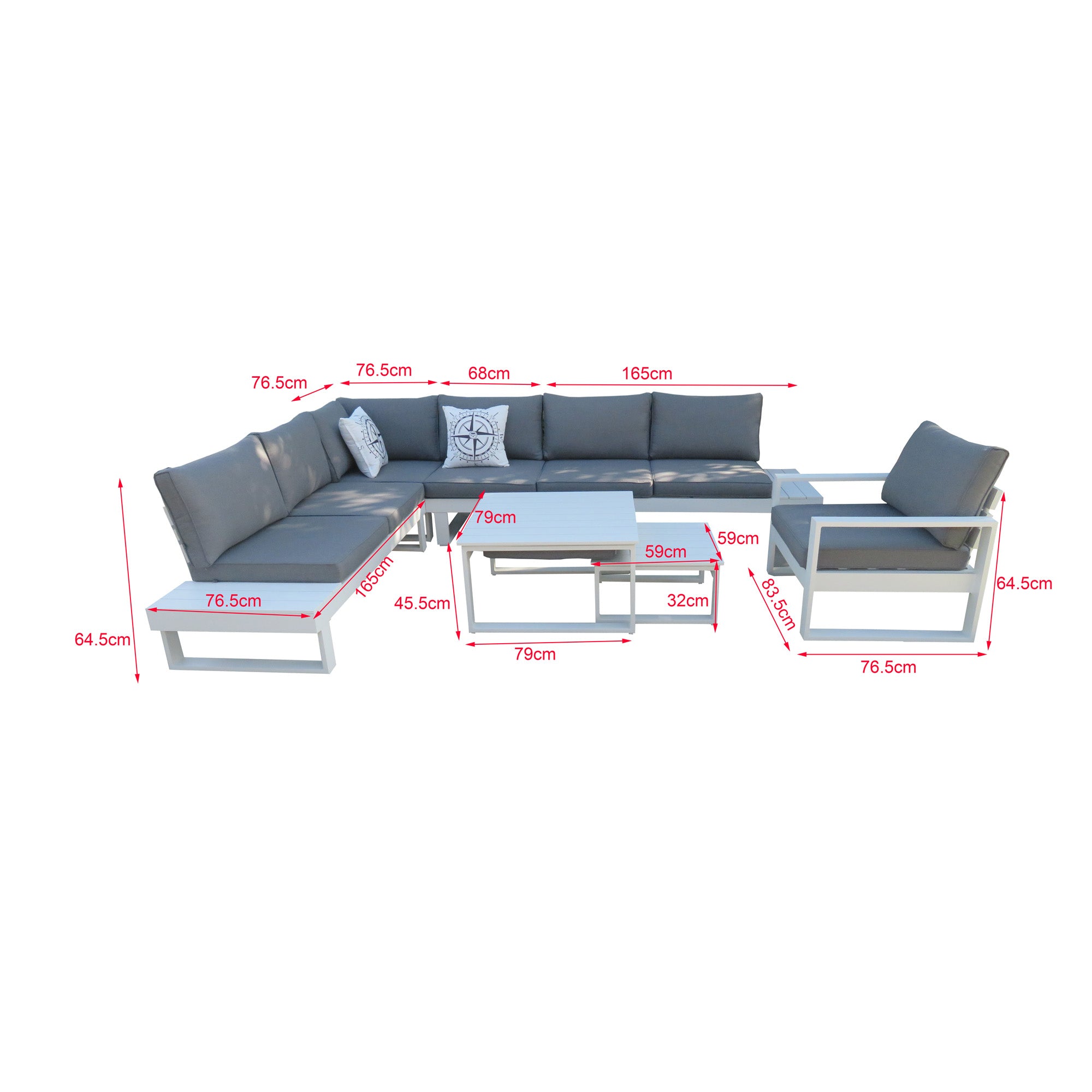 Designer Aluminium Lounge White Baracoa / Modern & voll im Trend