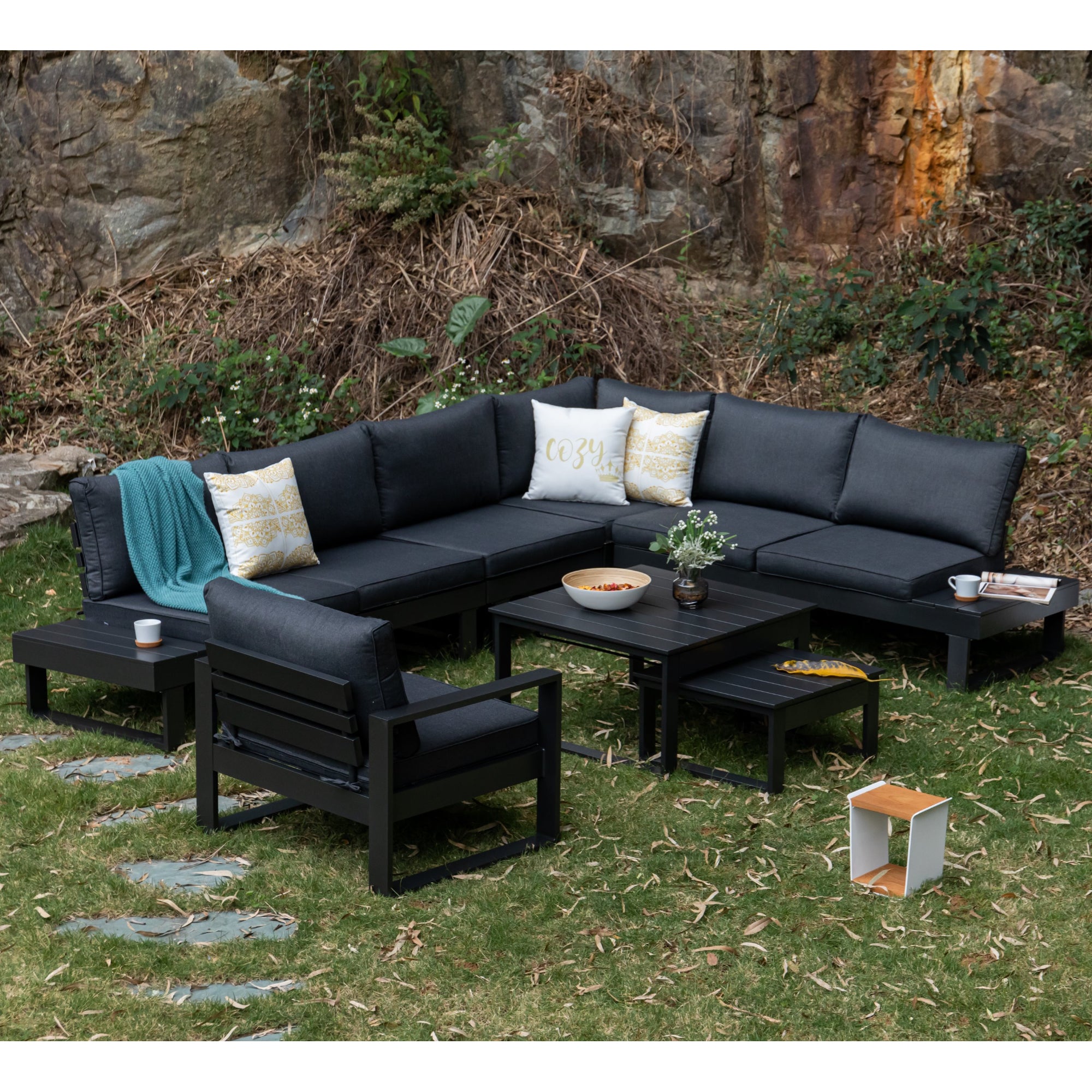 Designer Aluminium Lounge Black Baracoa / Modern & voll im Trend