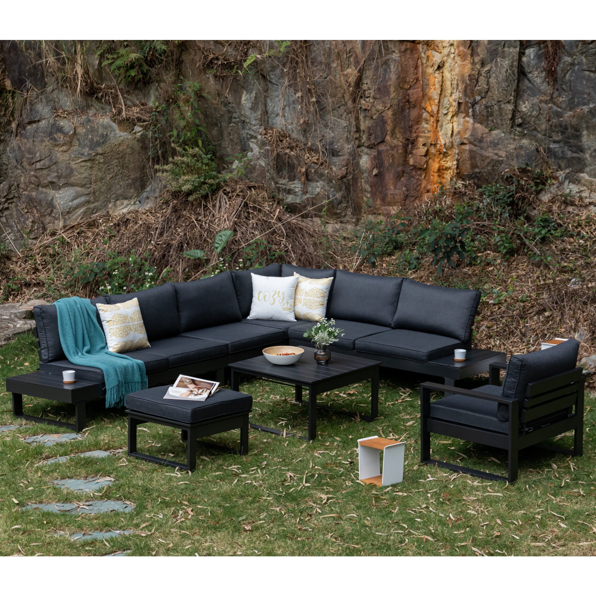 Designer Aluminium Lounge Black Baracoa / Modern & voll im Trend