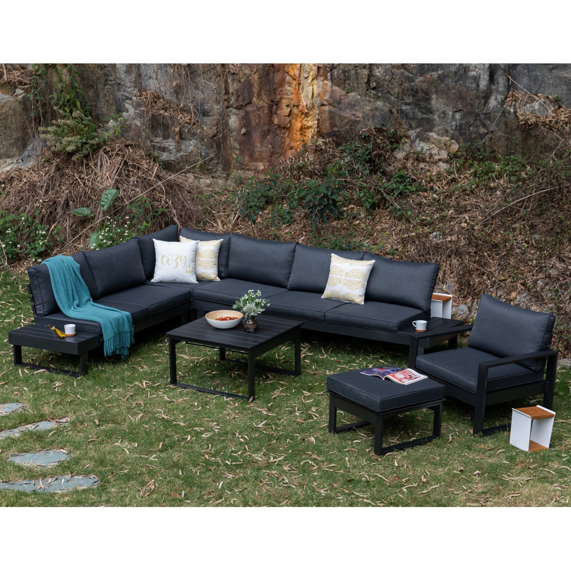 Designer Aluminium Lounge Black Baracoa / Modern & voll im Trend