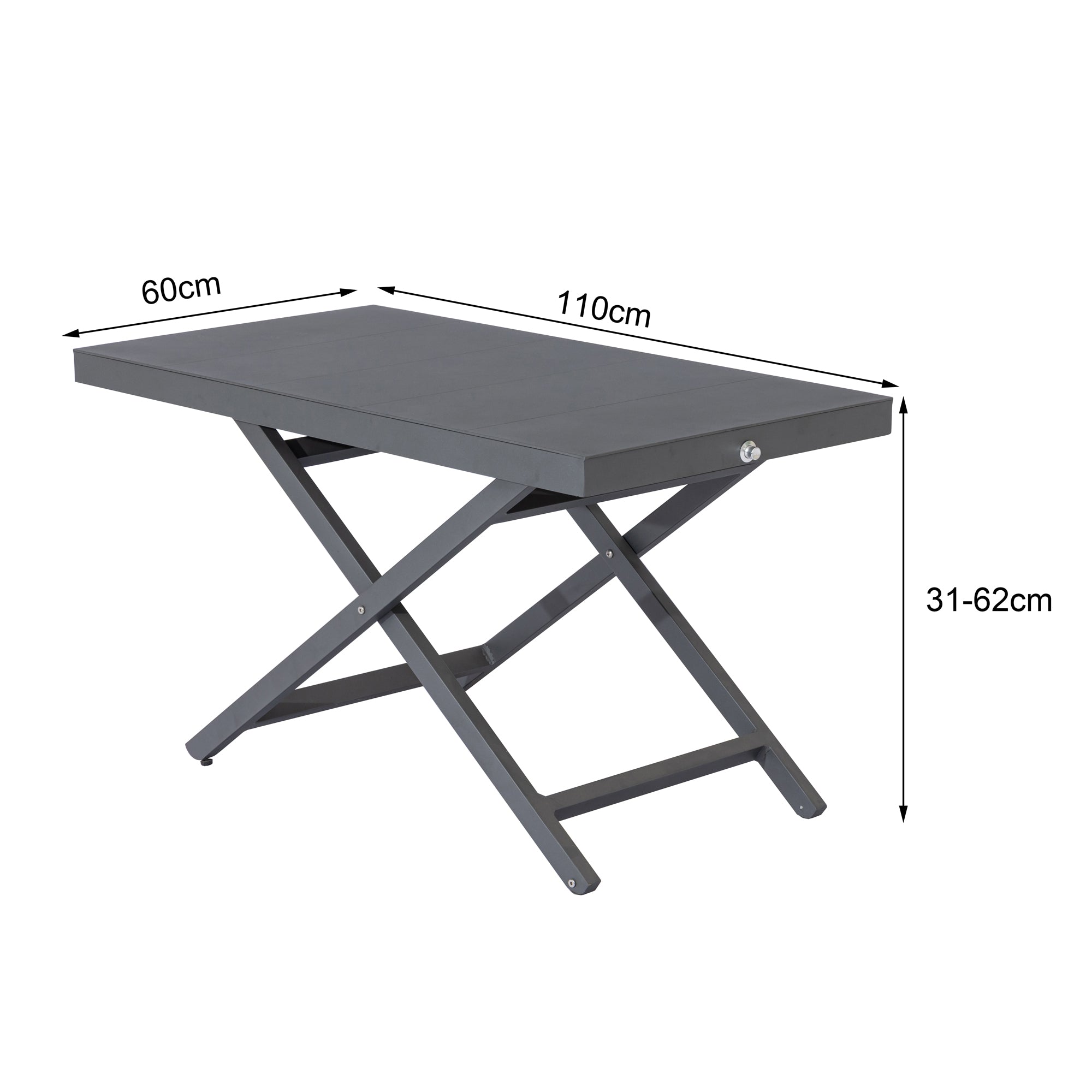 Premium! Höhenverstellbarer Aluminum Tisch Merino Designo 110x60x62cm Up & down via Knopfdruck