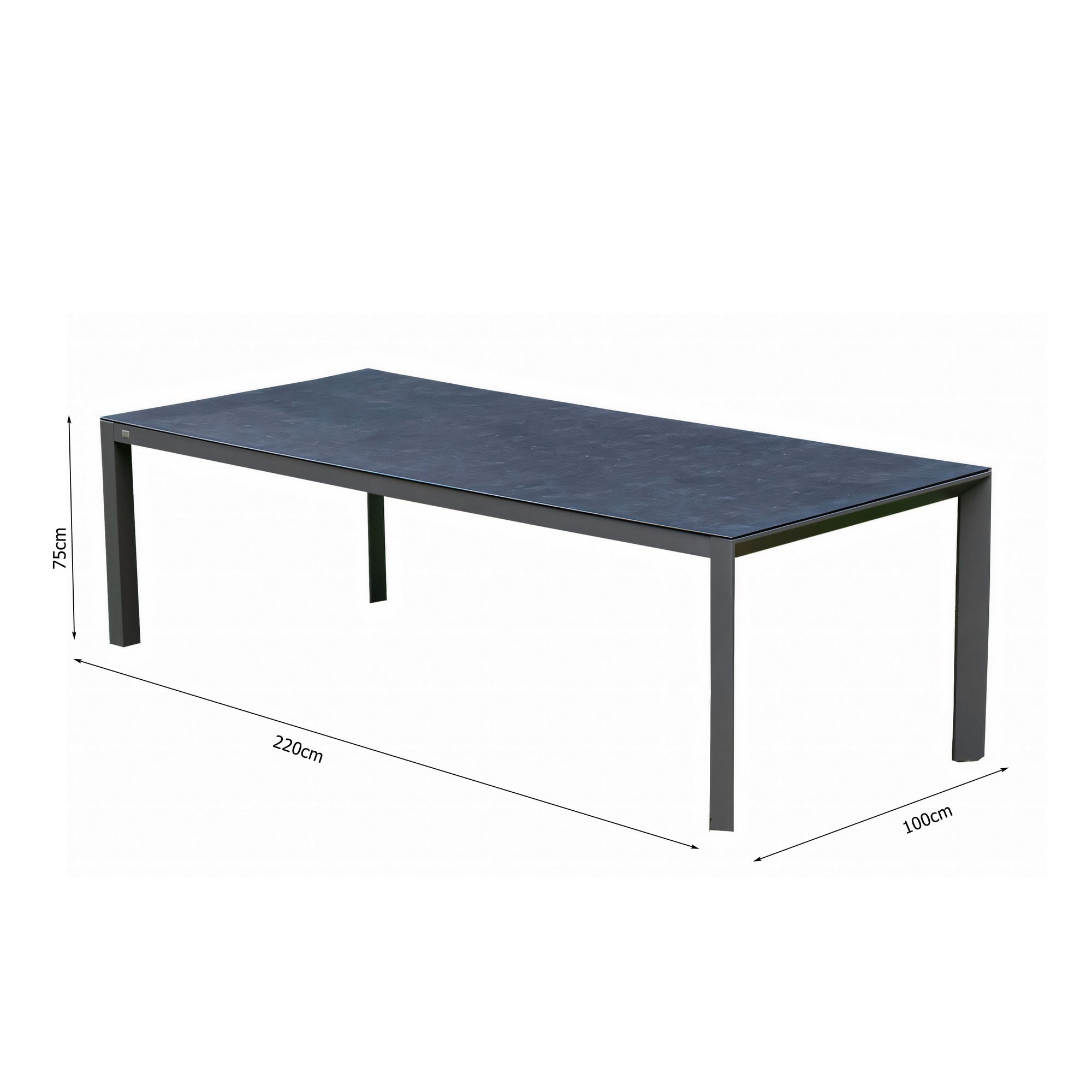 Aluminium Dining Tisch Lyon 220x100x75cm inkl. Keramikglasplatte