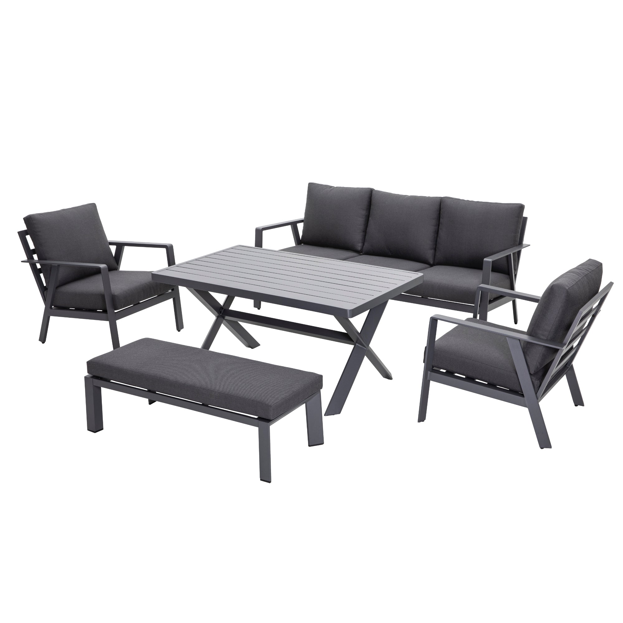 Design! Lounge Set Salina / Pures Aluminium in Anthrazit / Modern & Trendig